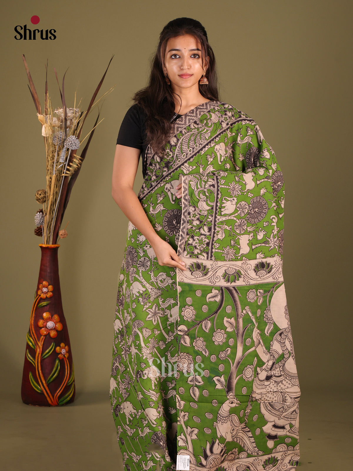 DHS30229 - kalamkari-cotton Saree - Shop on Shrus.com