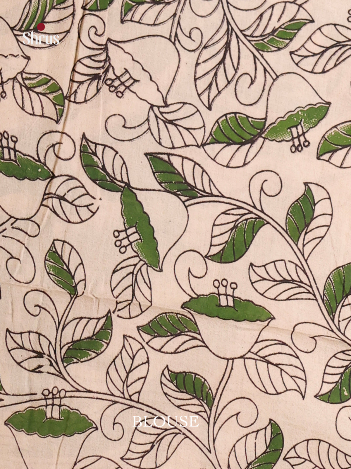 Mehandi Green & Cream - kalamkari-cotton Saree