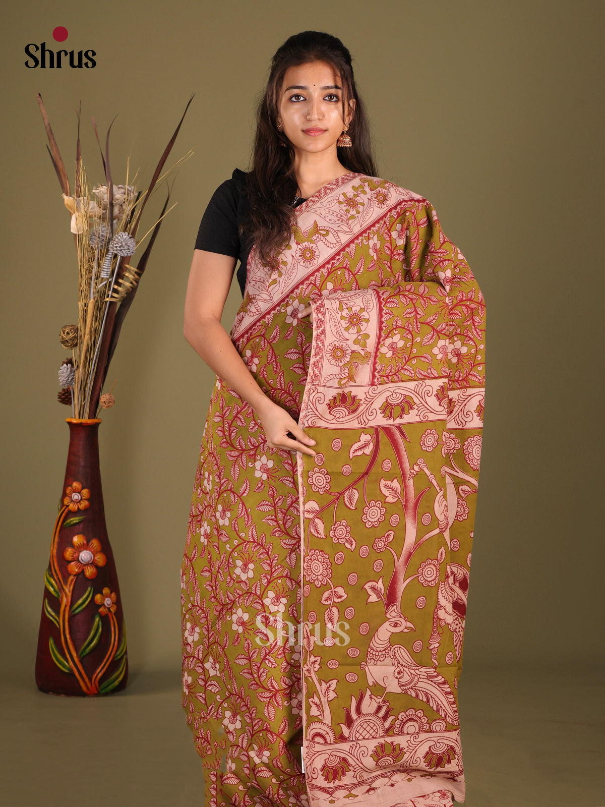 DHS30241 - kalamkari-cotton Saree - Shop on Shrus.com