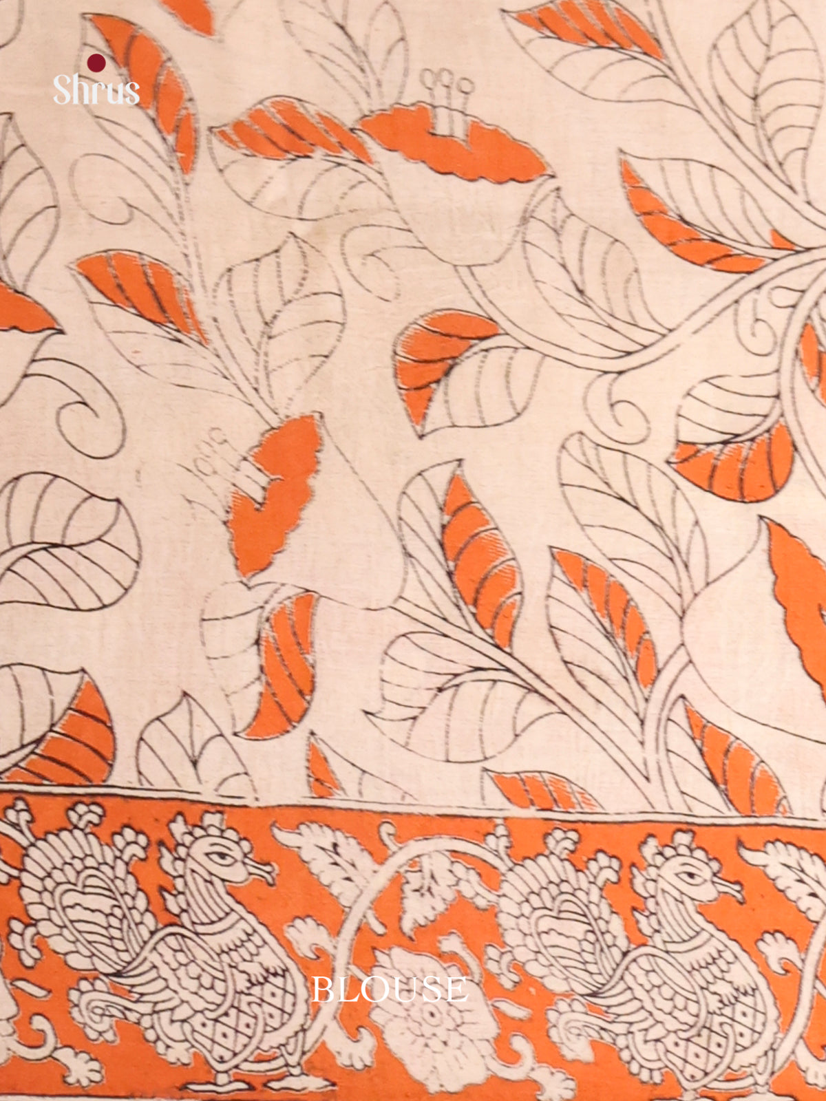 Cream & Orange - kalamkari-cotton Saree