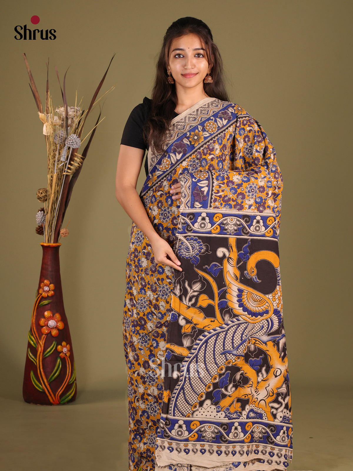 DHS30246 - kalamkari-cotton Saree - Shop on Shrus.com