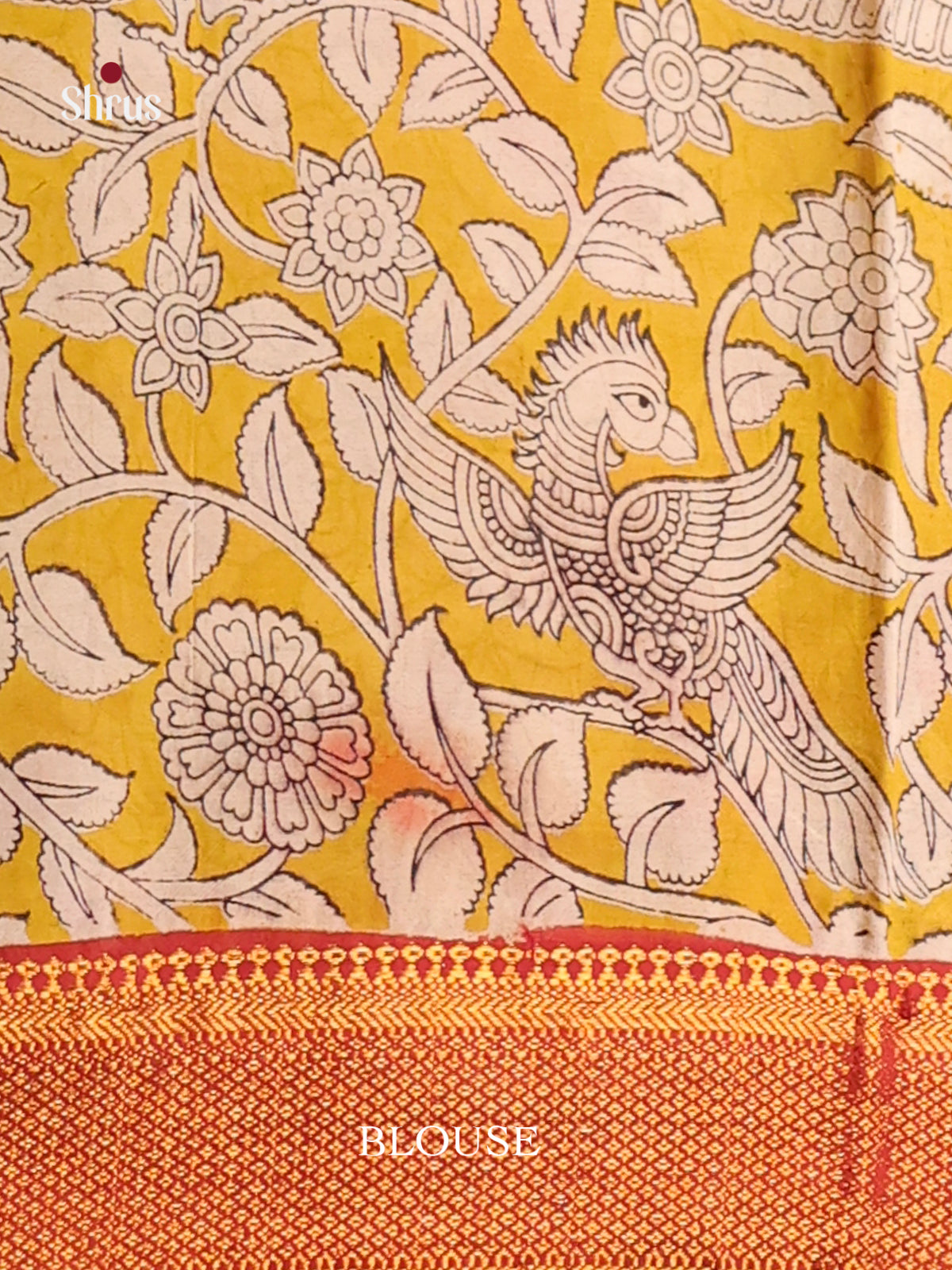 Cream & Red - chennur-kalamkari Saree