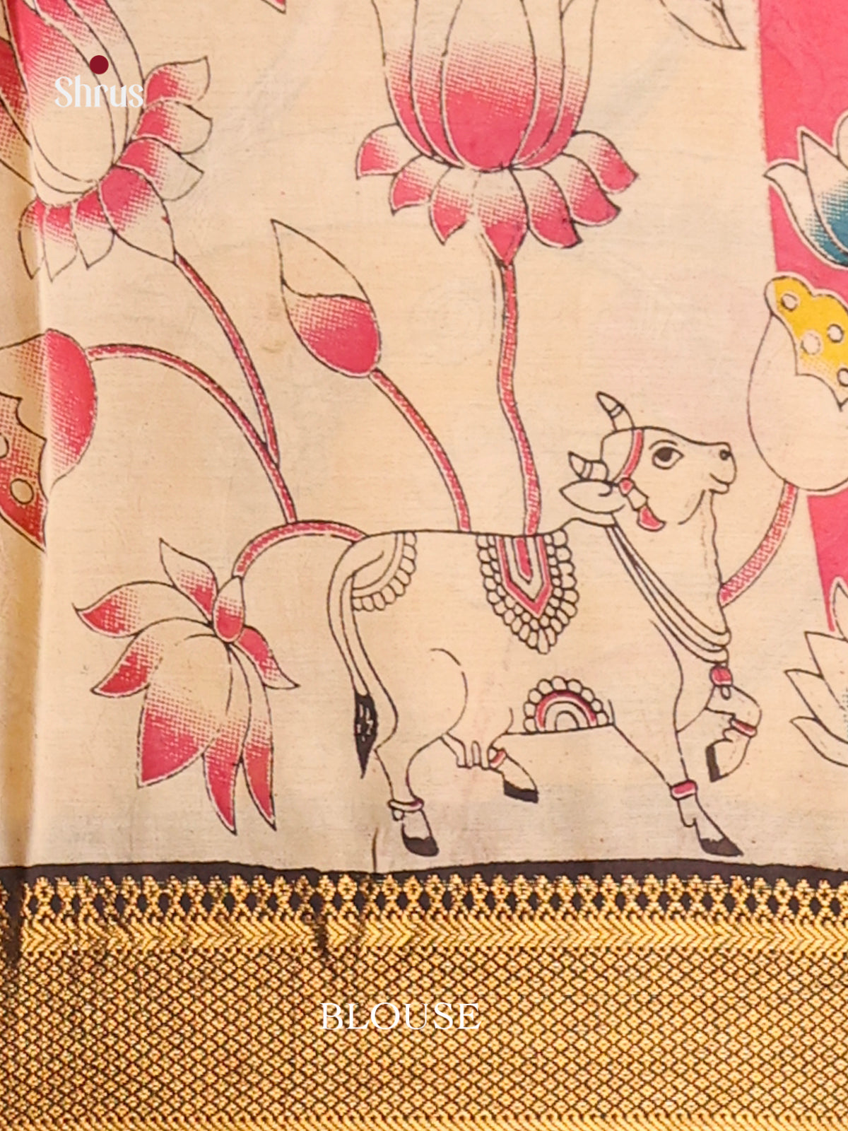 Pink & Cream - chennur-kalamkari Saree