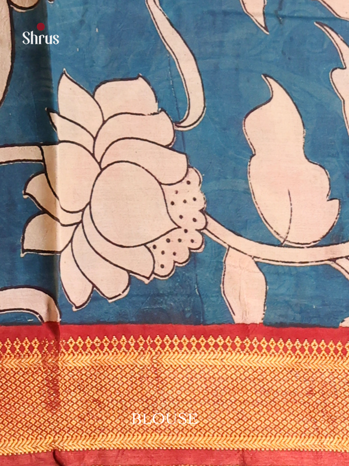 Cream & Blue - chennur-kalamkari Saree