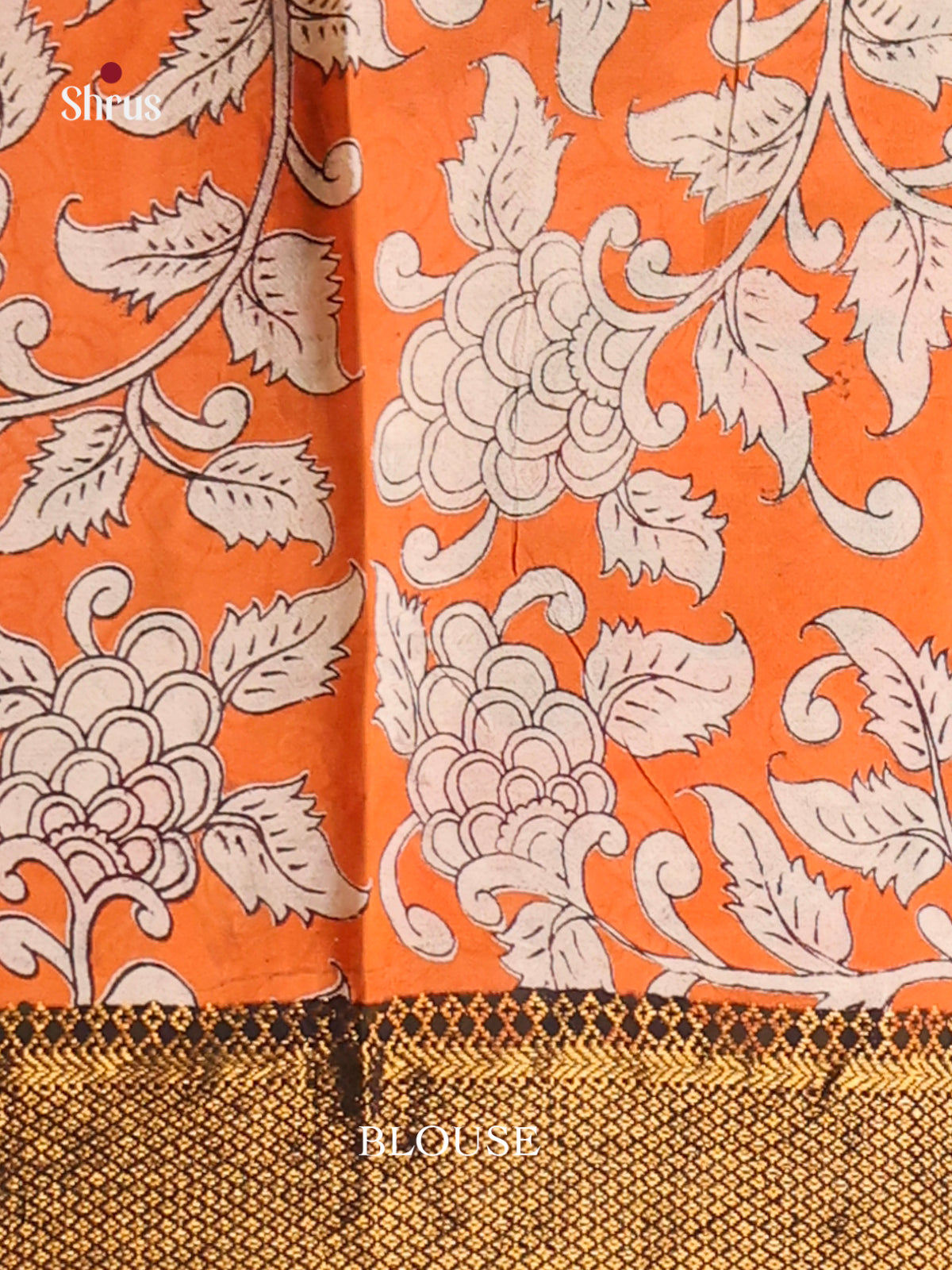 Cream & Orange - chennur-kalamkari Saree