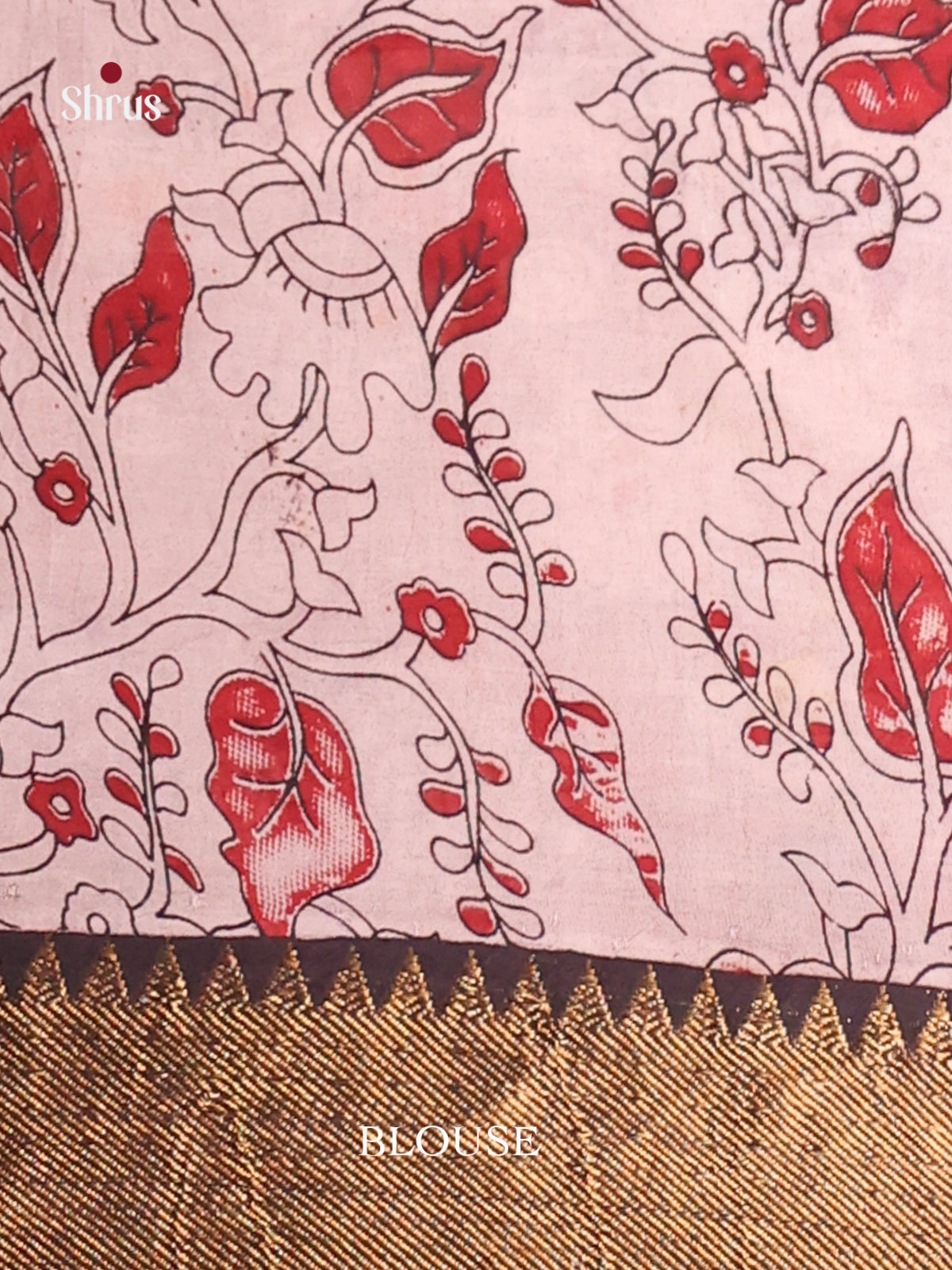 Red & White - chennur-kalamkari Saree - Shop on Shrus.com