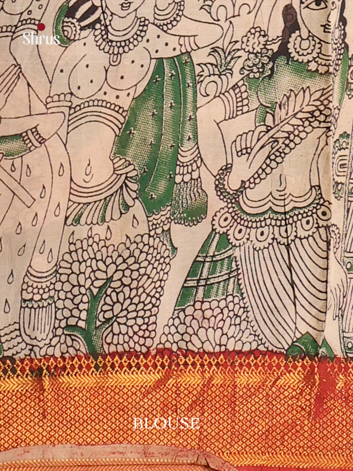 Cream & Red - chennur-kalamkari Saree