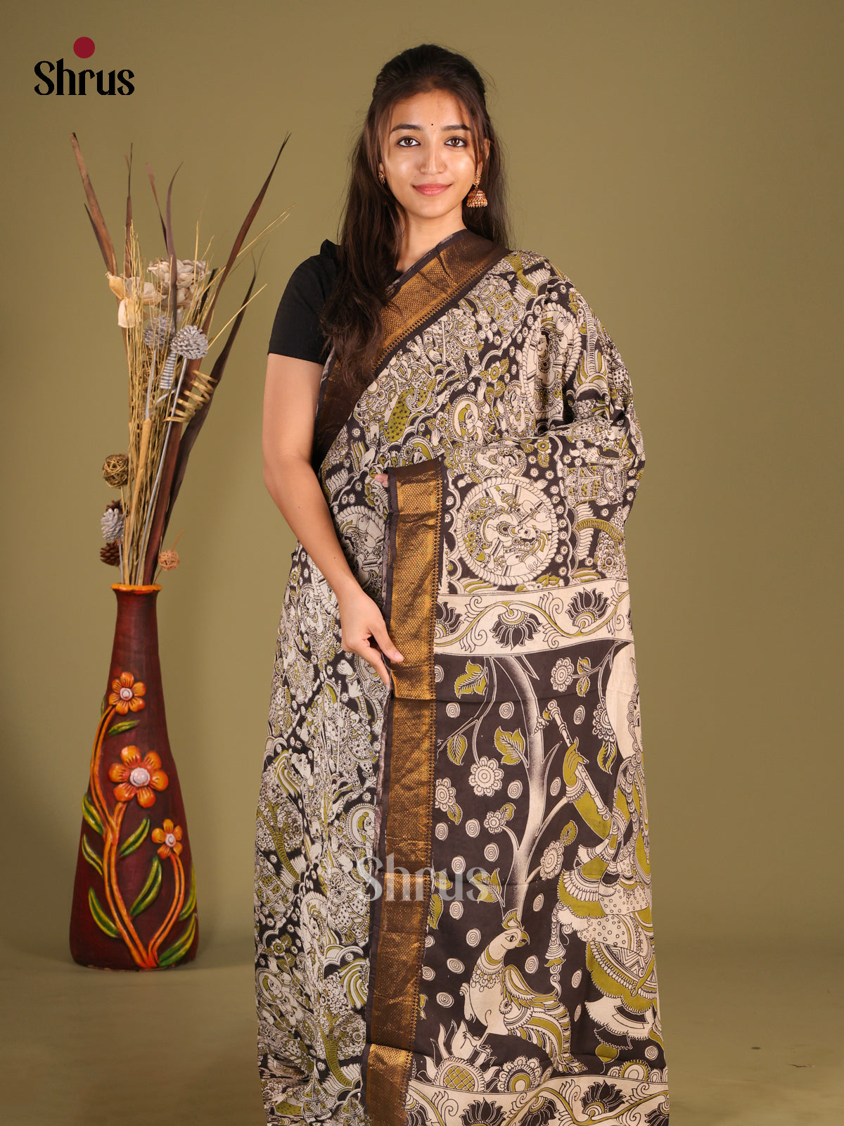 Black & Green - chennur-kalamkari Saree