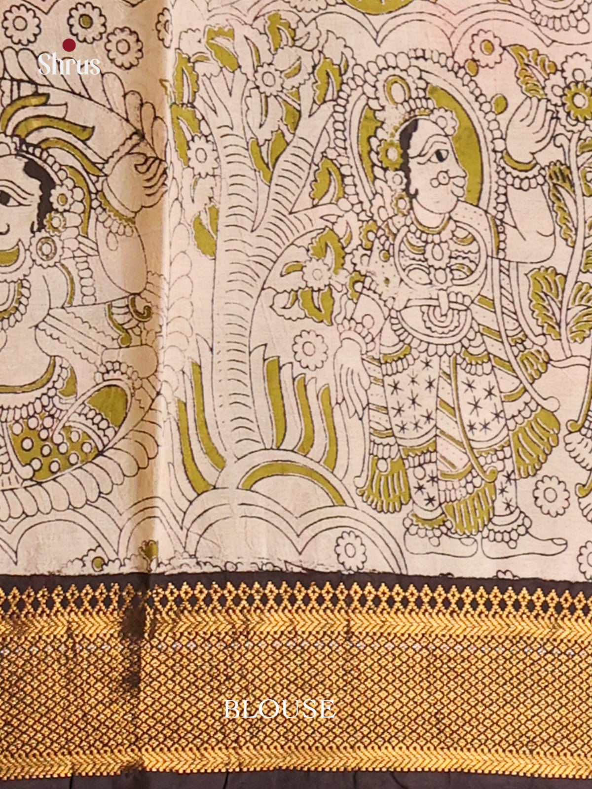 Green & Cream - chennur-kalamkari Saree