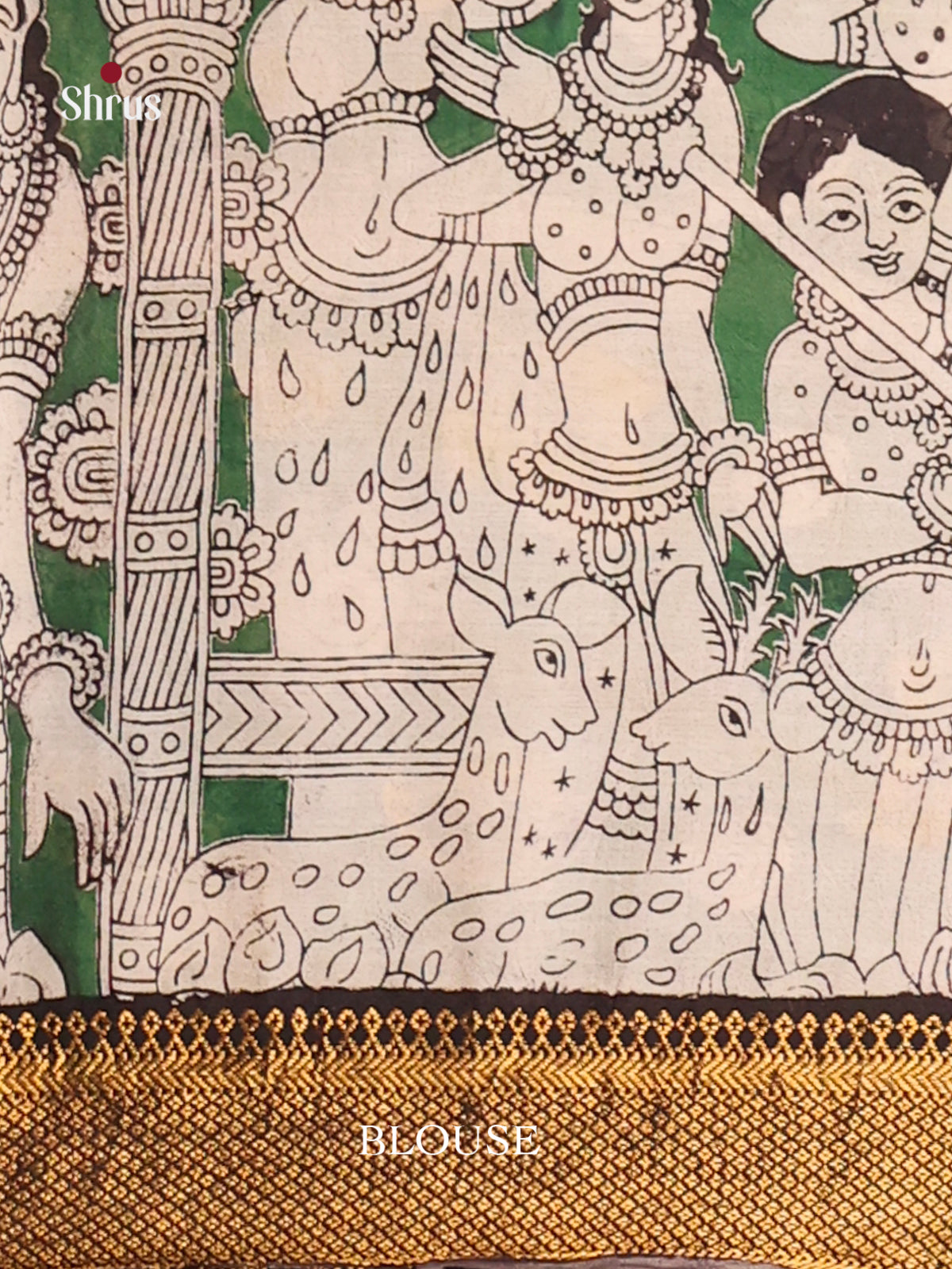 Cream & Green - chennur-kalamkari Saree