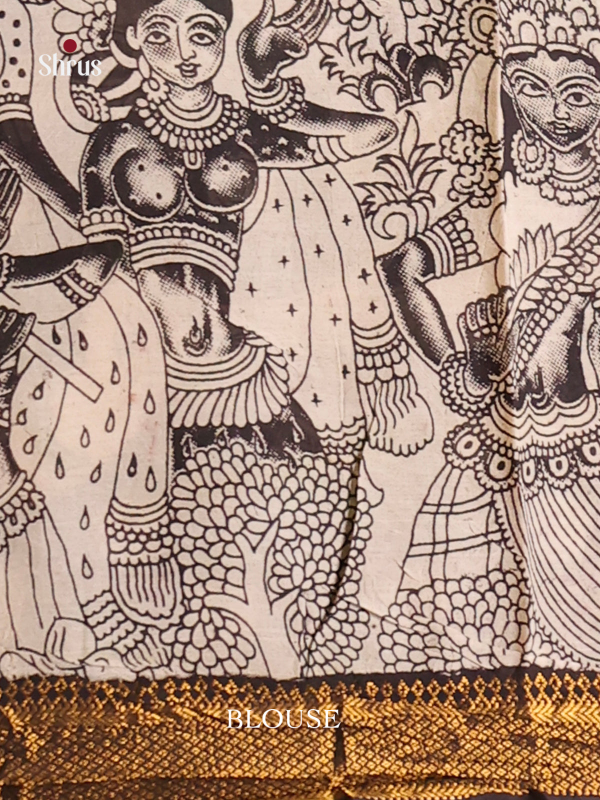 Off White & Black - chennur-kalamkari Saree - Shop on Shrus.com