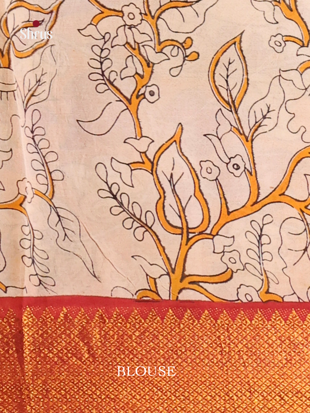 Mustard & Red - chennur-kalamkari Saree - Shop on Shrus.com