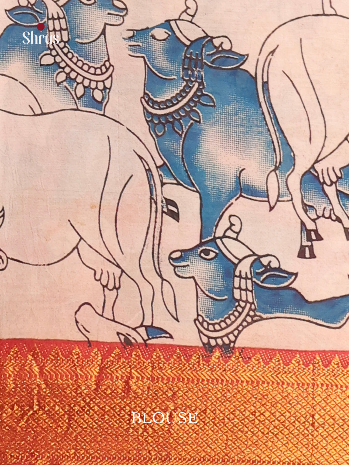 Blue & Red - chennur-kalamkari Saree