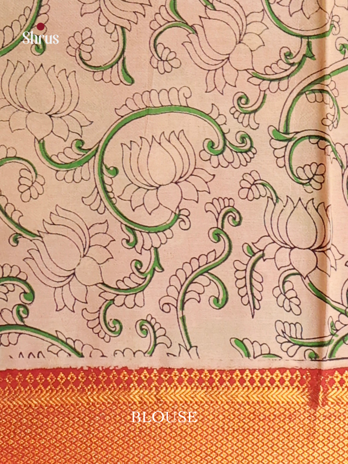 Green & Red- chennur-kalamkari Saree