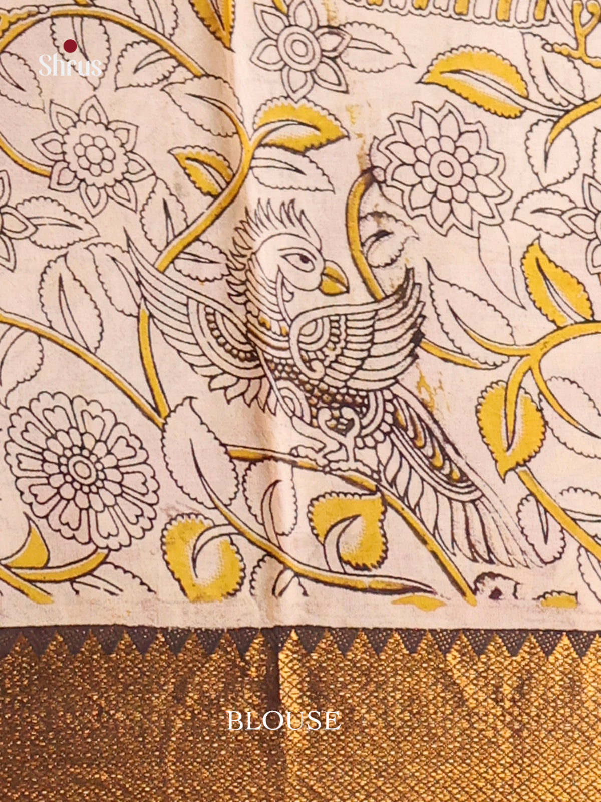 Mustard & Red- chennur-kalamkari Saree - Shop on Shrus.com