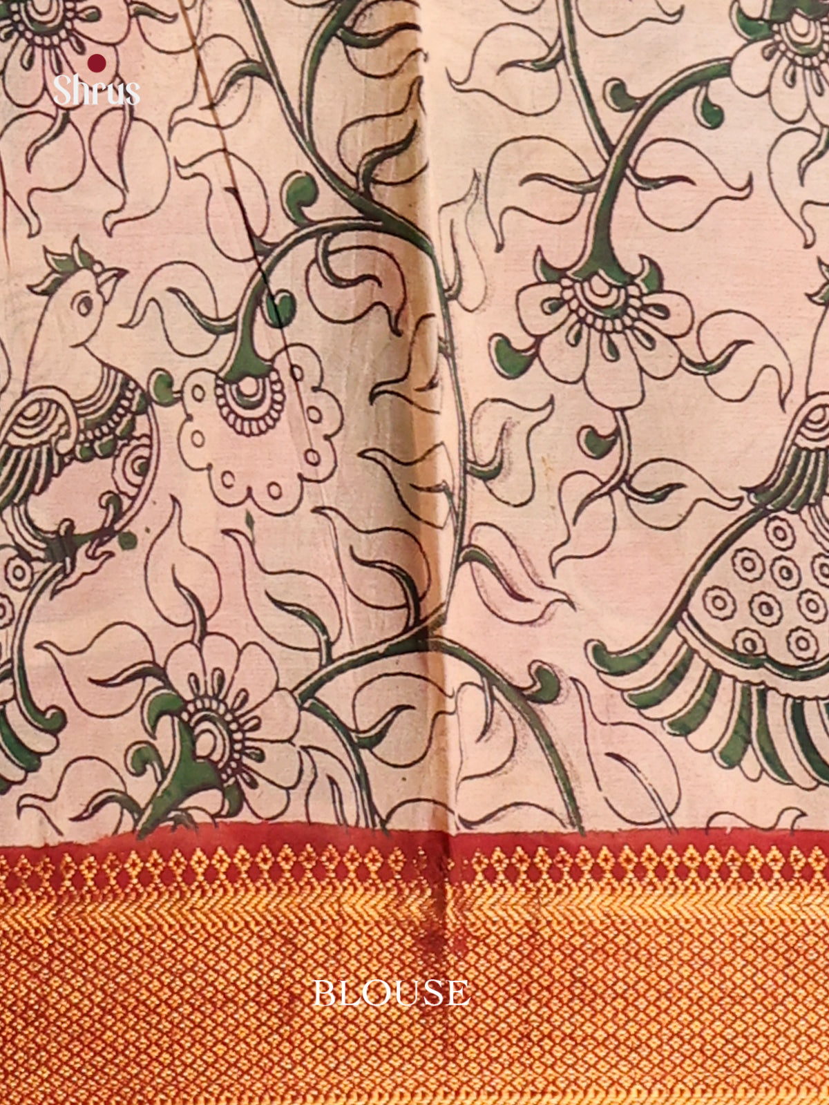 Green & Red - chennur-kalamkari Saree - Shop on Shrus.com