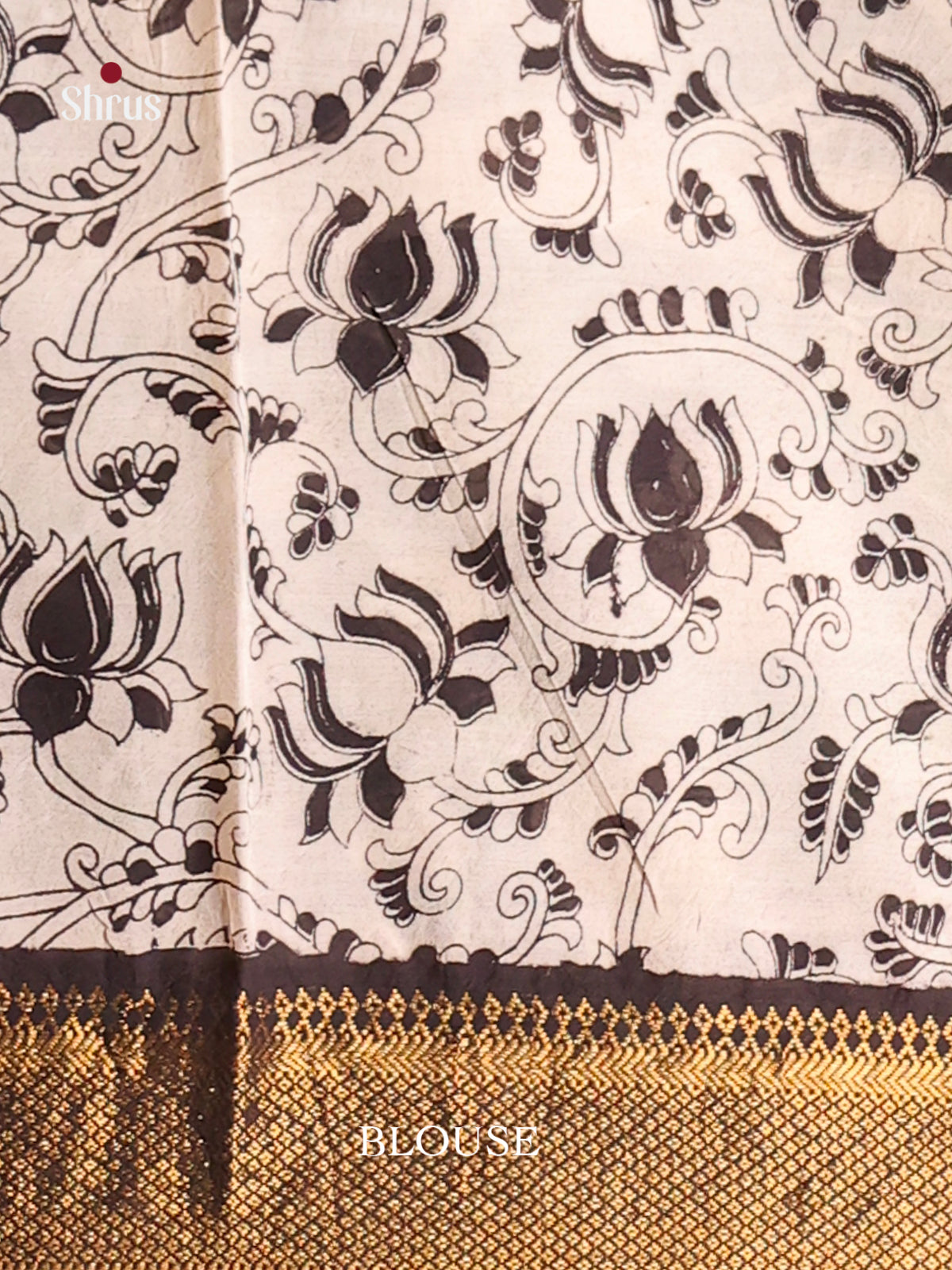 Brown & White - chennur-kalamkari Saree