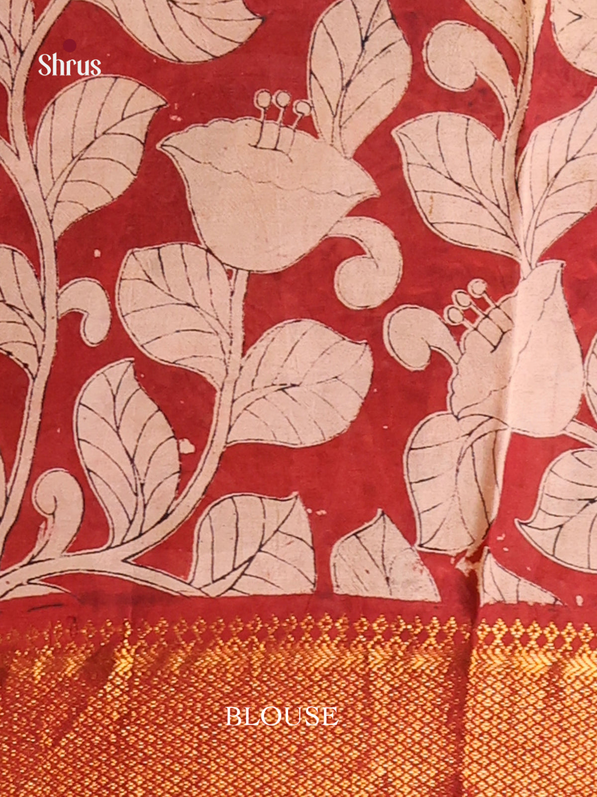 Cream & Red- chennur-kalamkari Saree