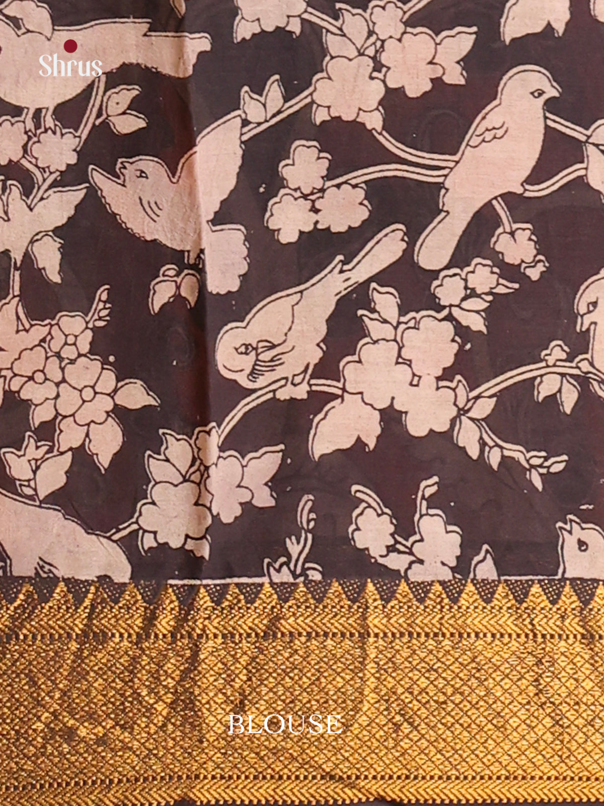 Cream & Black - chennur-kalamkari Saree