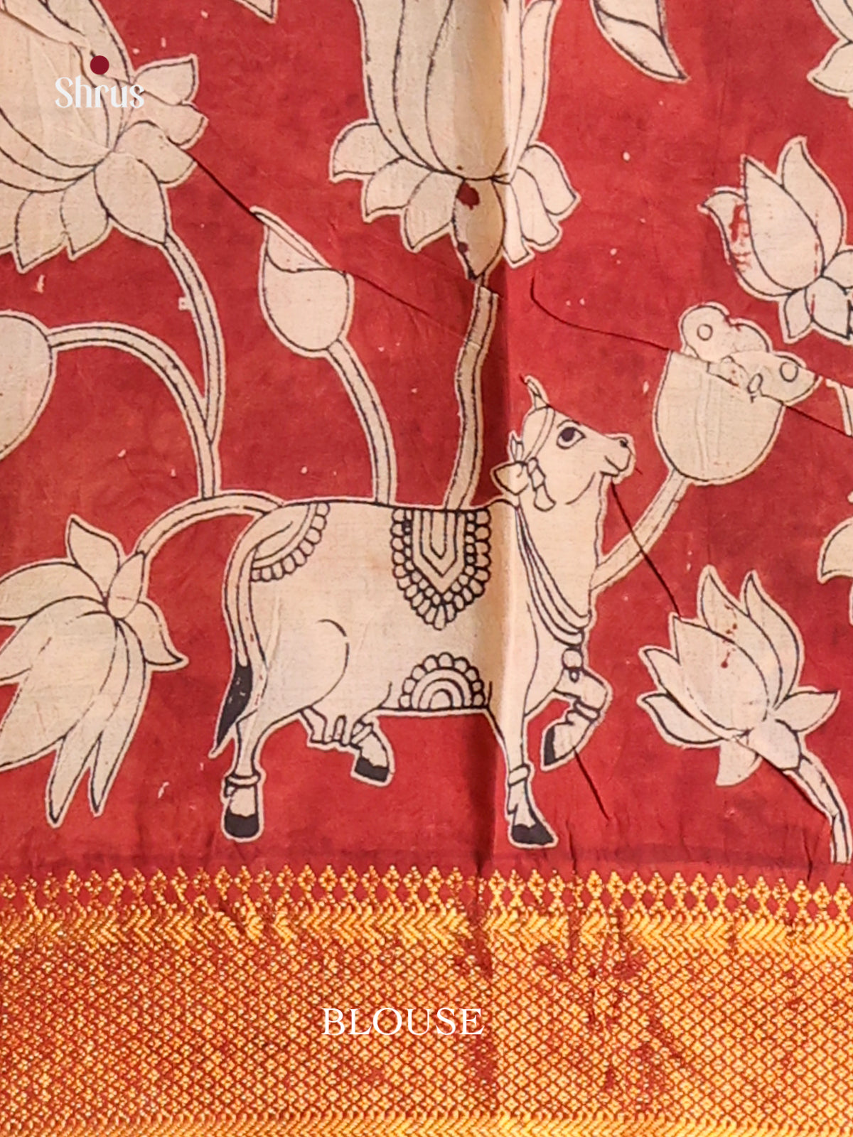 Cream & Red - chennur-kalamkari Saree