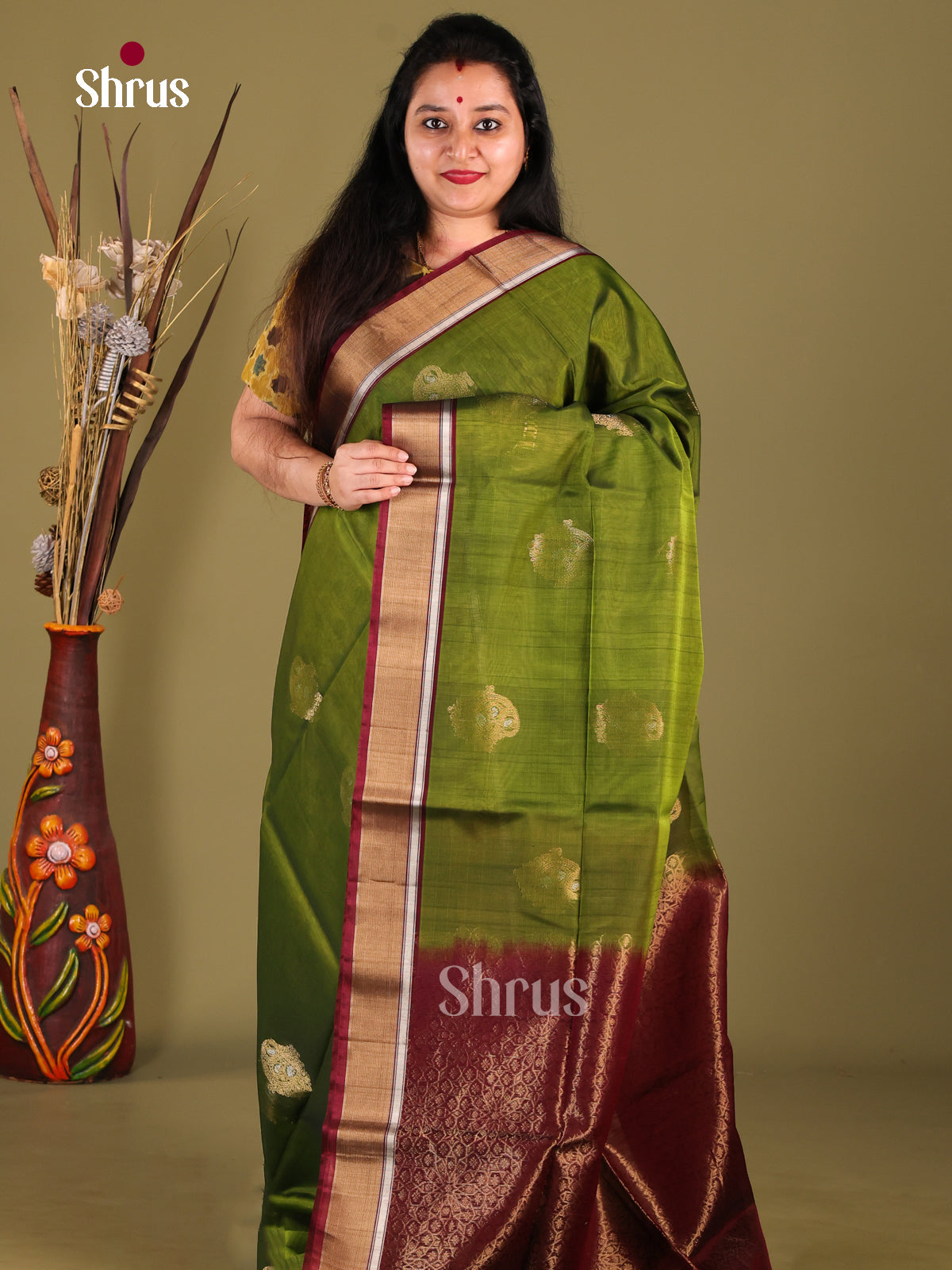 DHS30309 - Silk Cotton Saree - Shop on Shrus.com