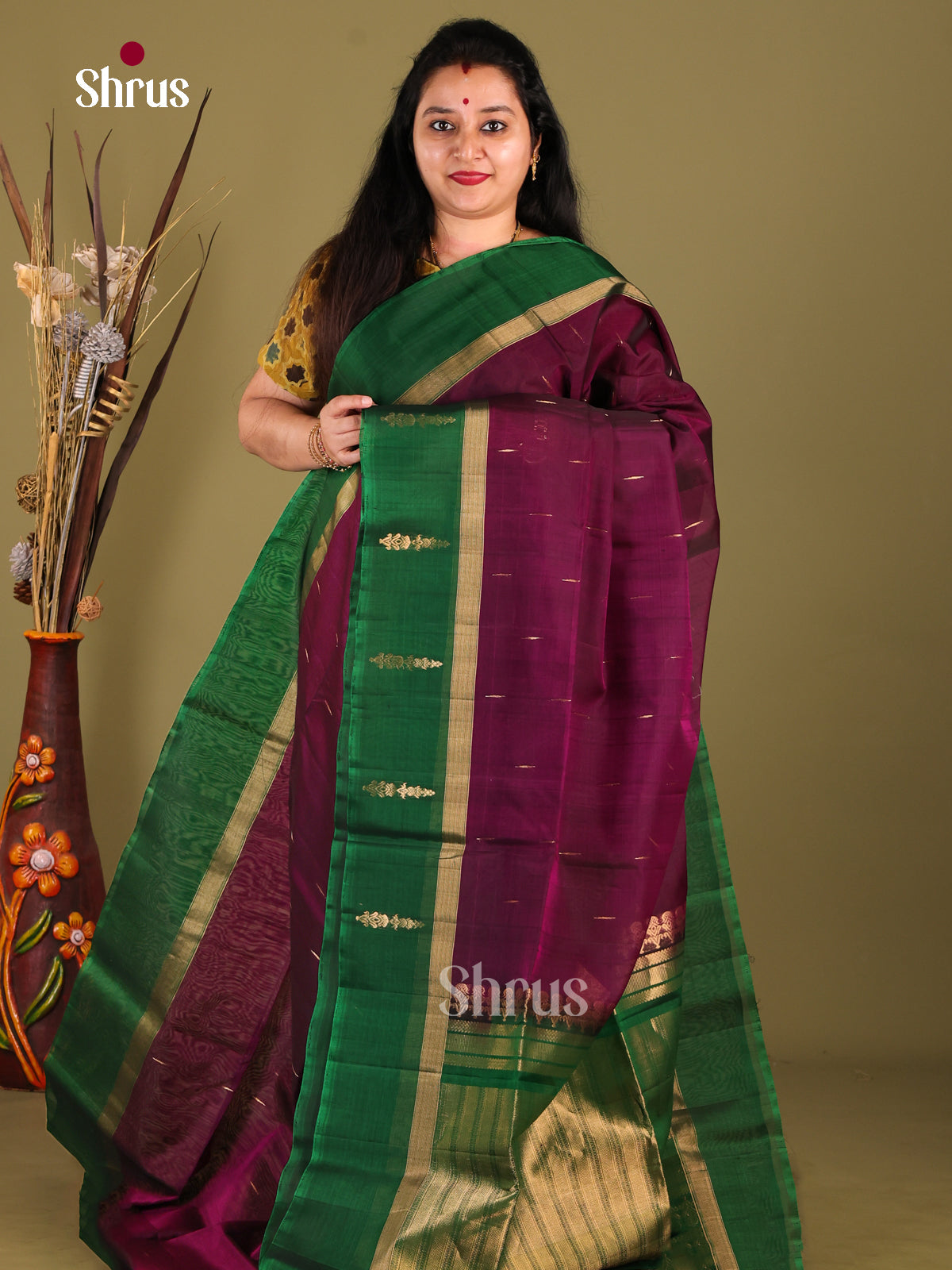 DHS30316 - Silk Cotton Saree - Shop on Shrus.com