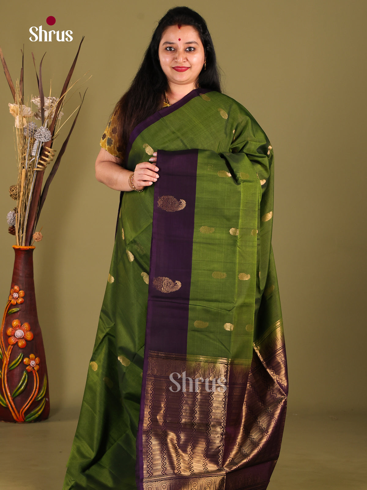 DHS30322 - Silk Cotton Saree - Shop on Shrus.com