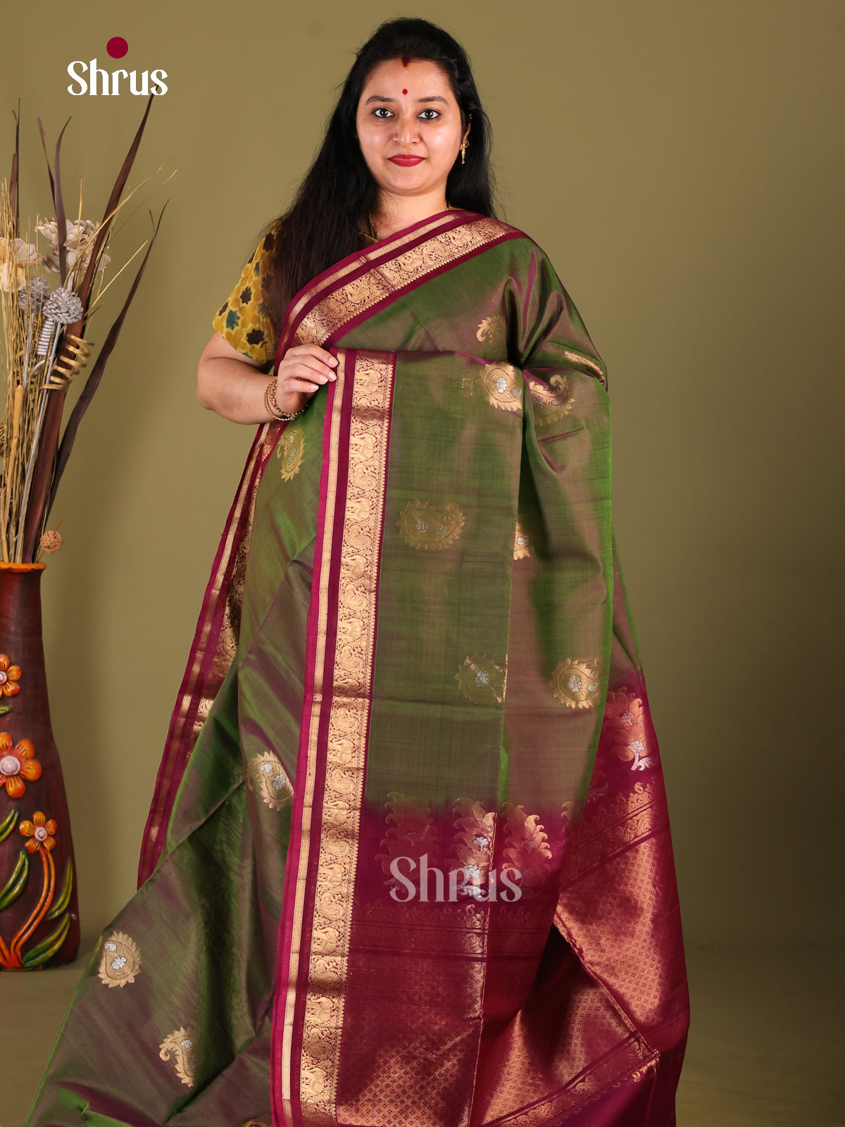 DHS30341 - Silk Cotton Saree - Shop on Shrus.com