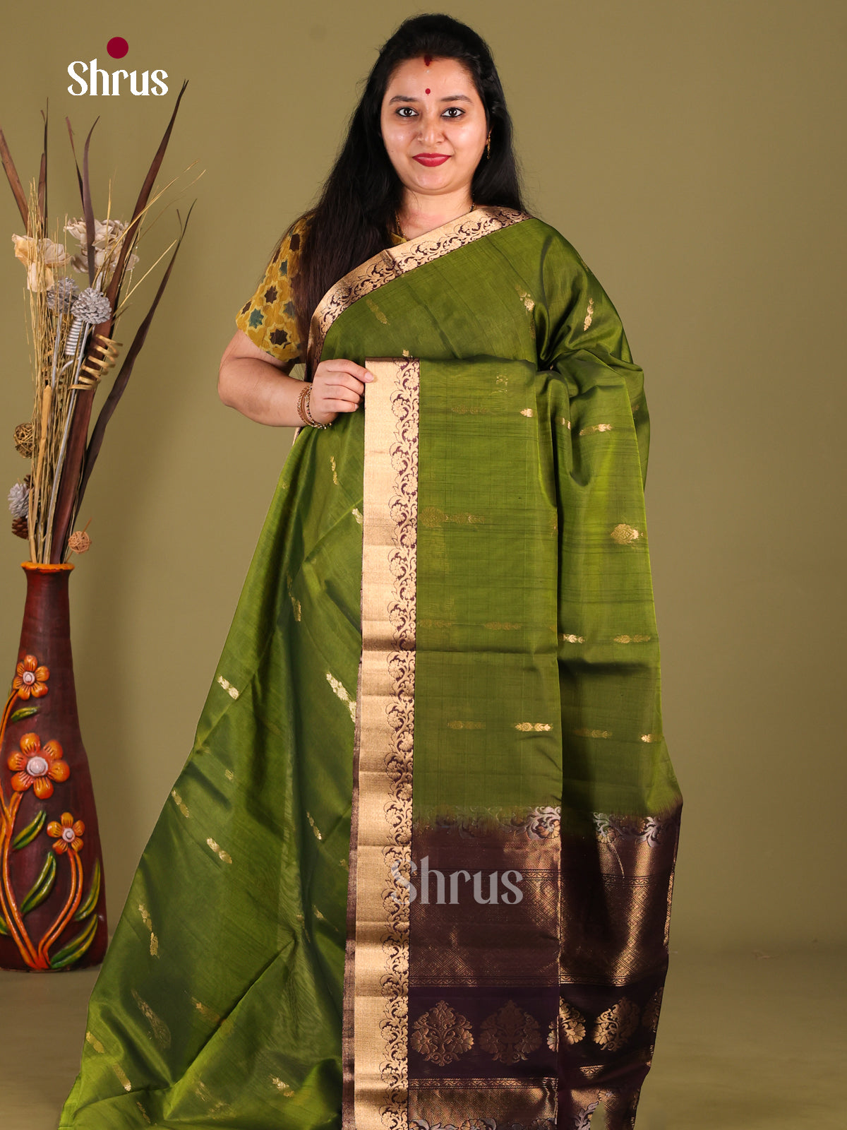 DHS30342 - Silk Cotton Saree - Shop on Shrus.com