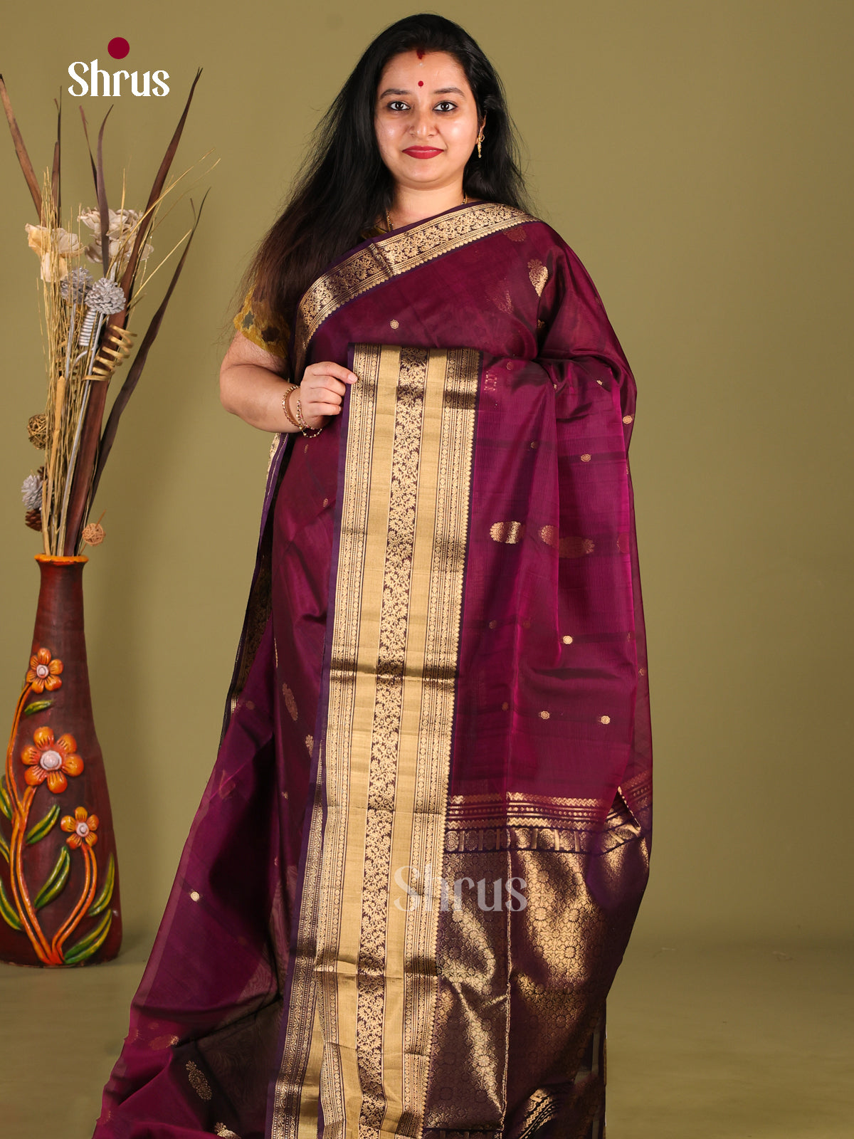 DHS30348 - Silk Cotton Saree - Shop on Shrus.com