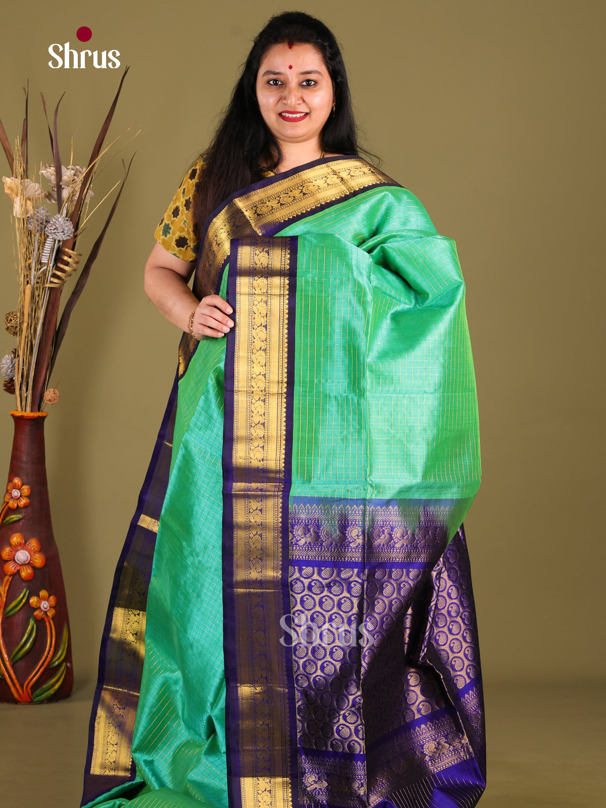 DIS01034 - Korvai-kattams Saree - Shop on Shrus.com