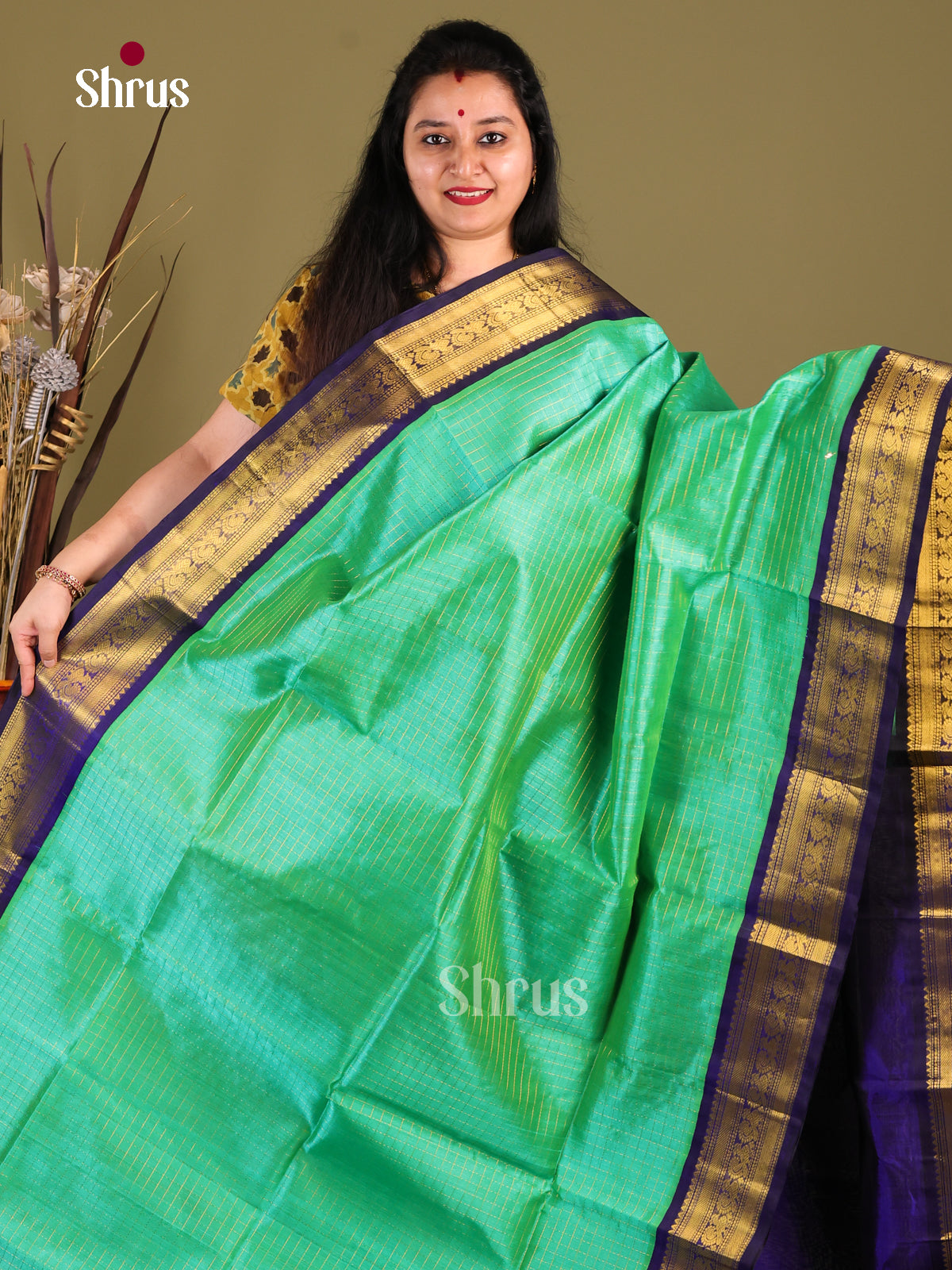 DIS01034 - Korvai-kattams Saree - Shop on Shrus.com