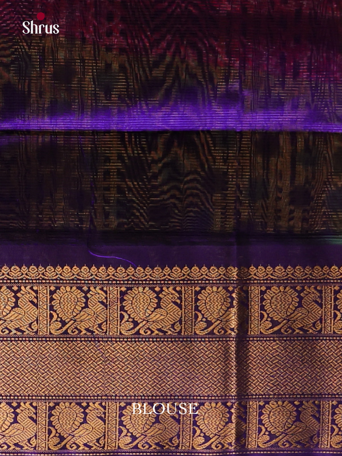 Parrot Green & Blue Silk Cotton Korvai-Big border Saree - Shop on Shrus.com