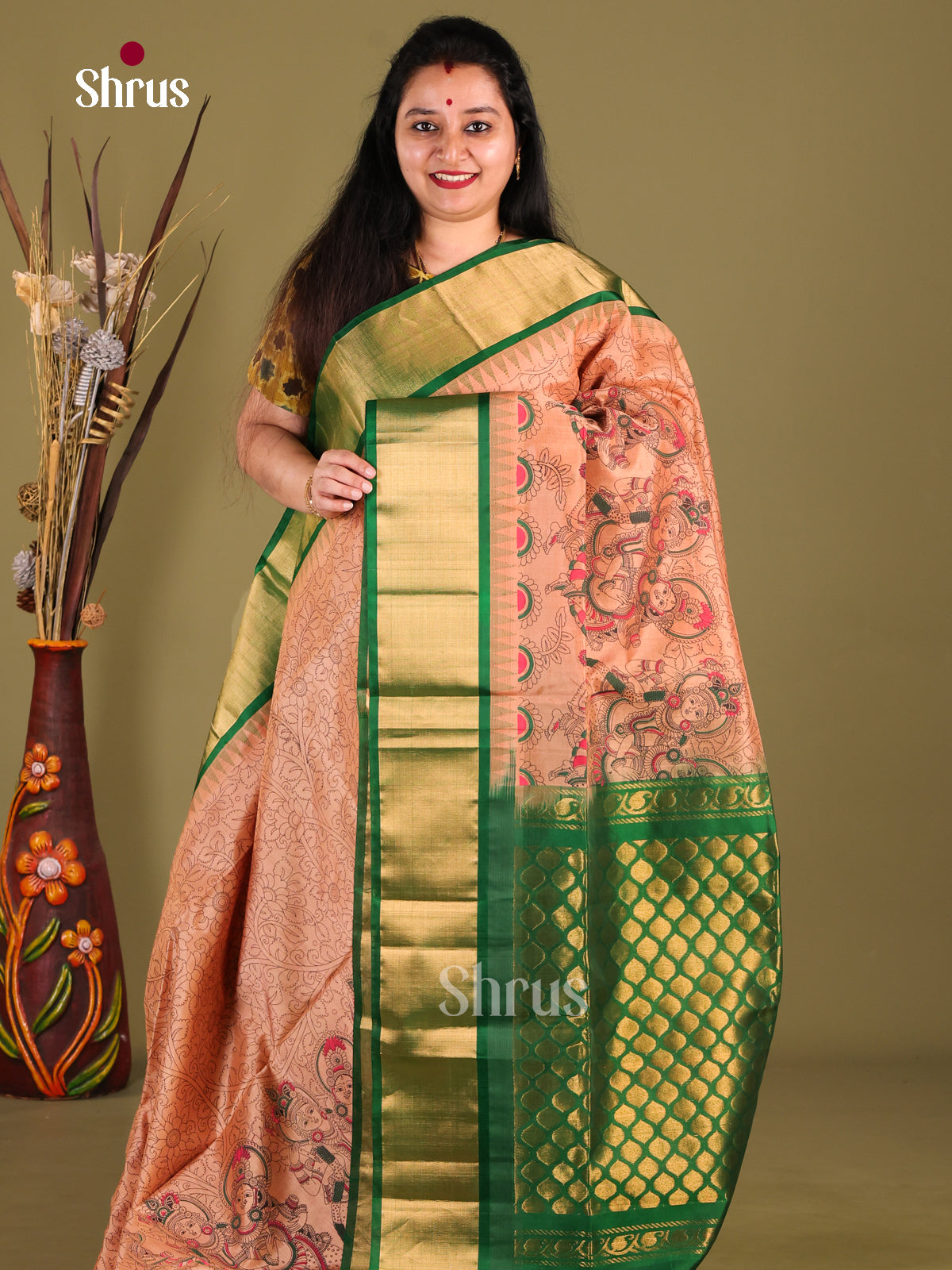 DIS01076 - Temple-border Saree - Shop on Shrus.com