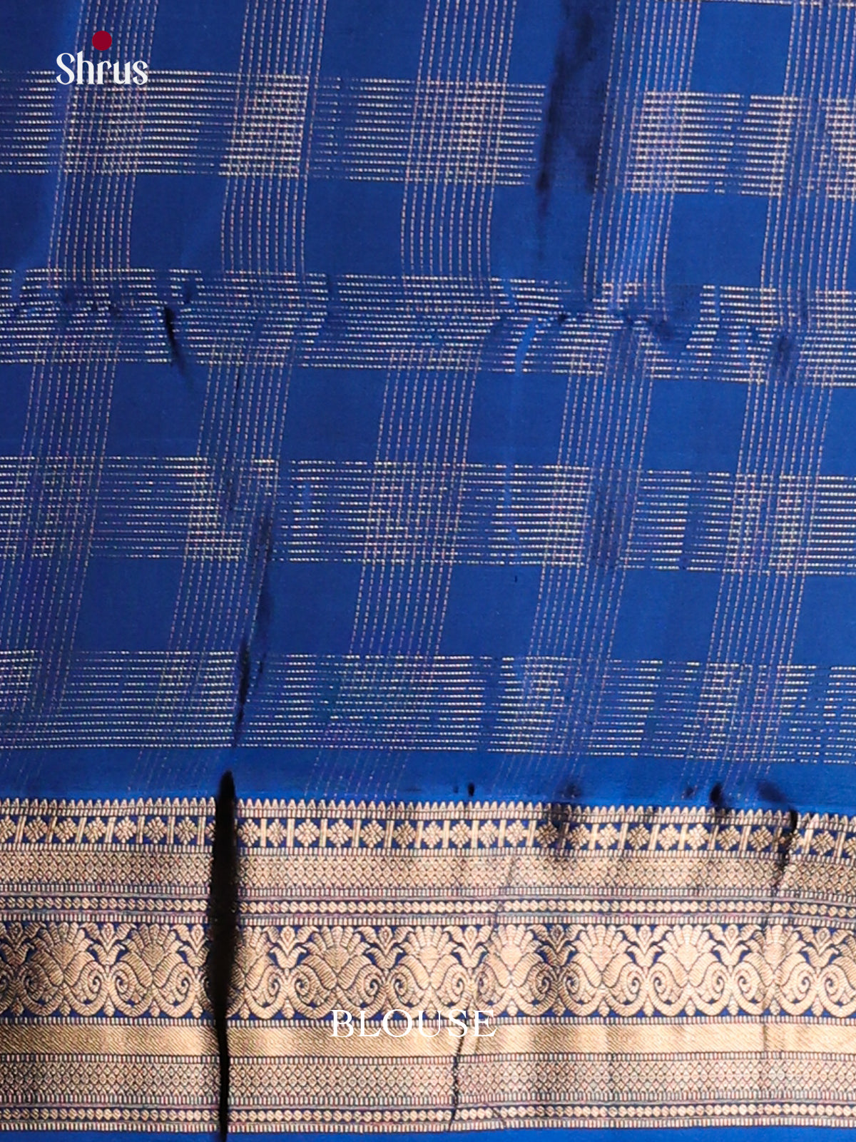 Dazzling Brown Soft Silk Saree with zari checks & rich Blue border - Shop on Shrus.com
