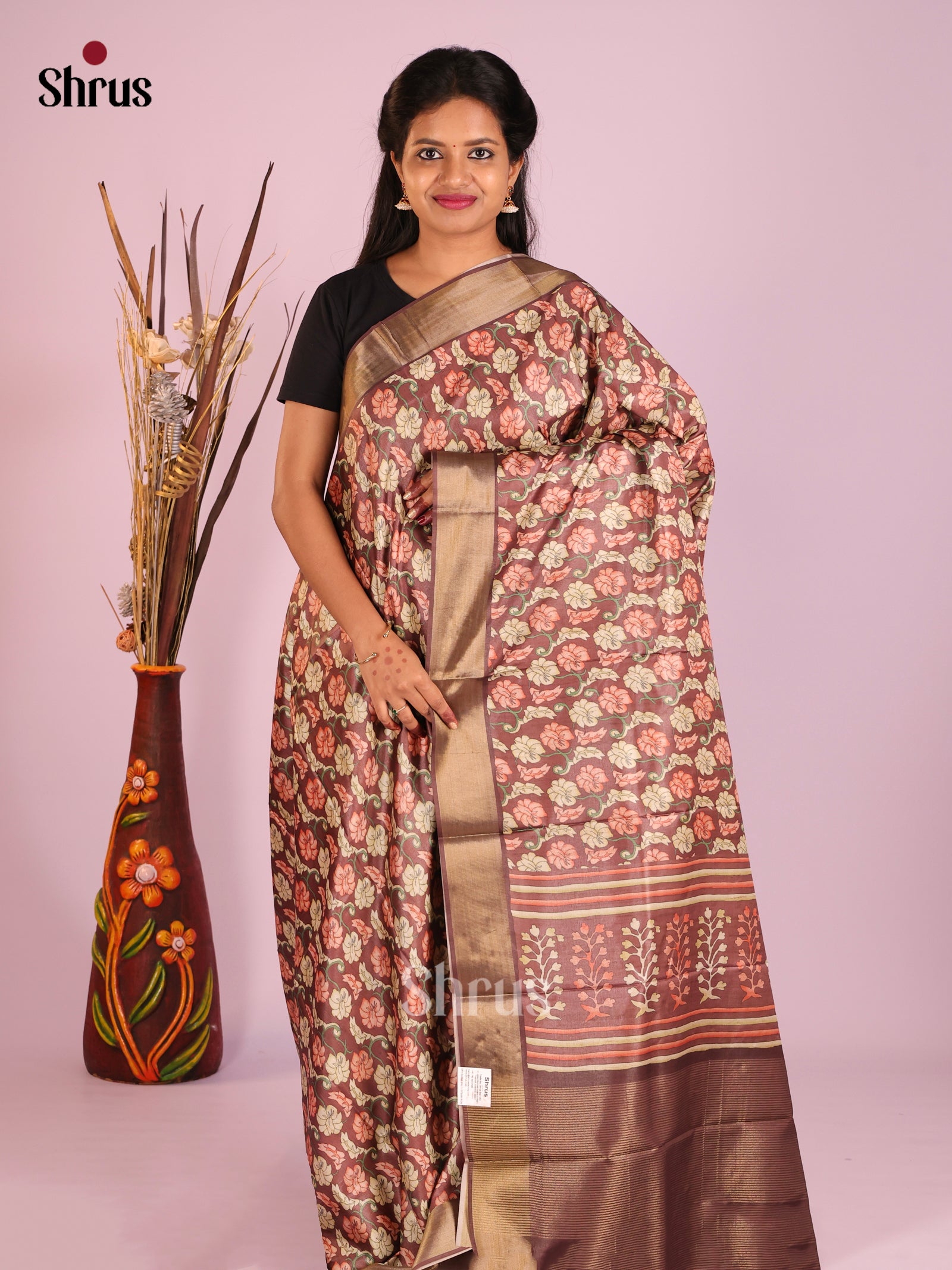 Brown- Butter silk Saree