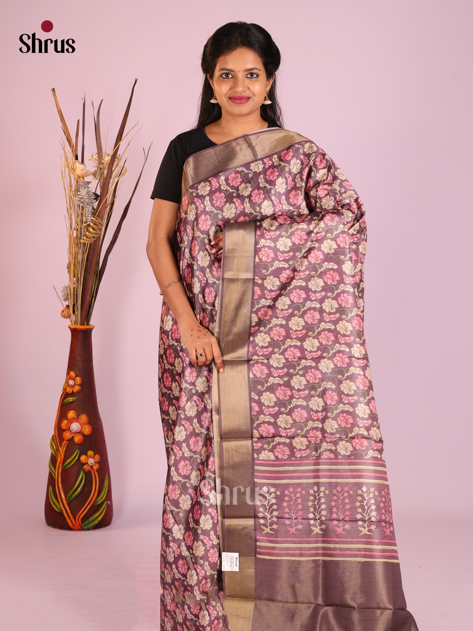 Purple- Butter silk Saree
