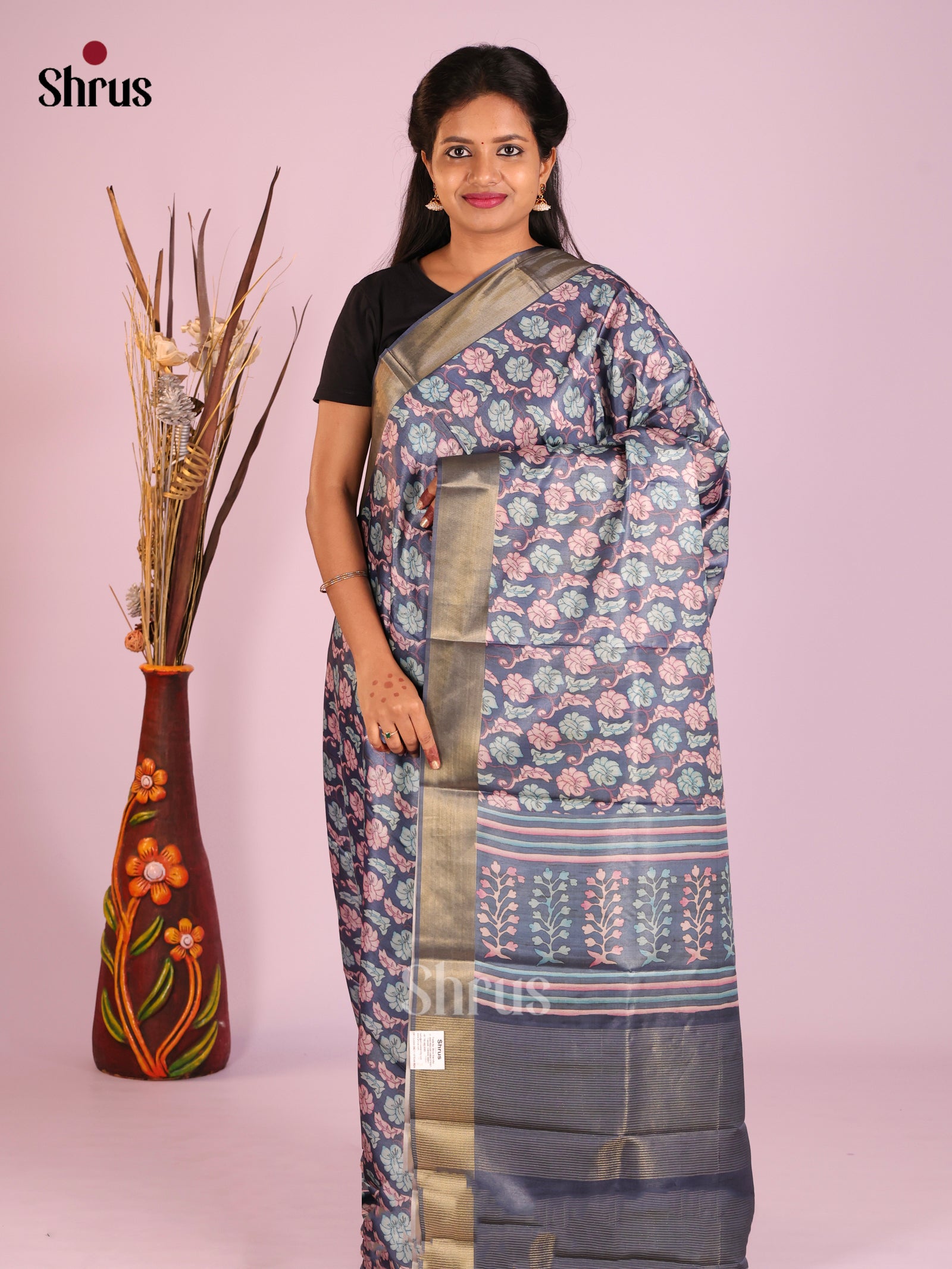 Blue - Butter silk Saree