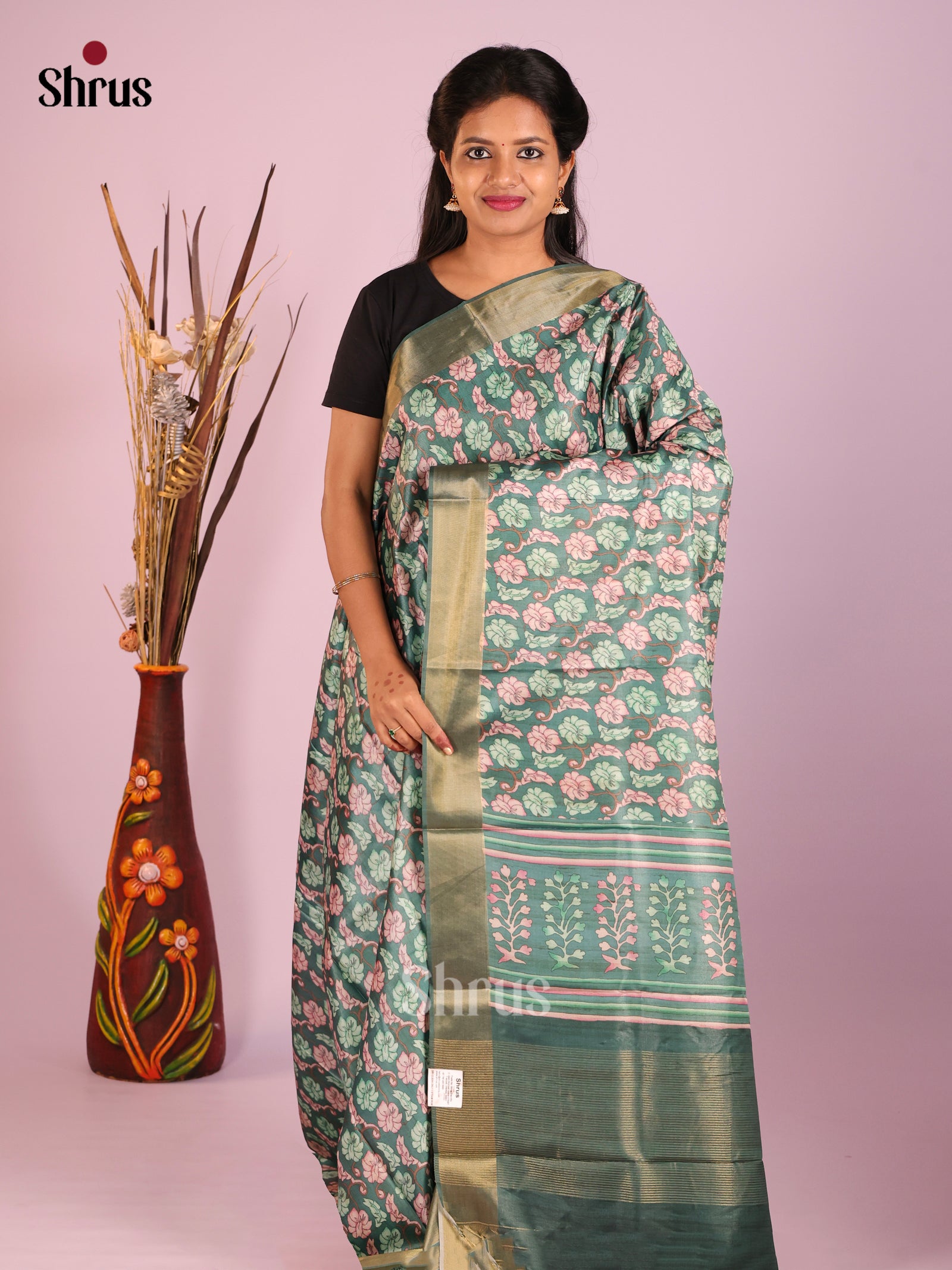 Green - Butter silk Saree