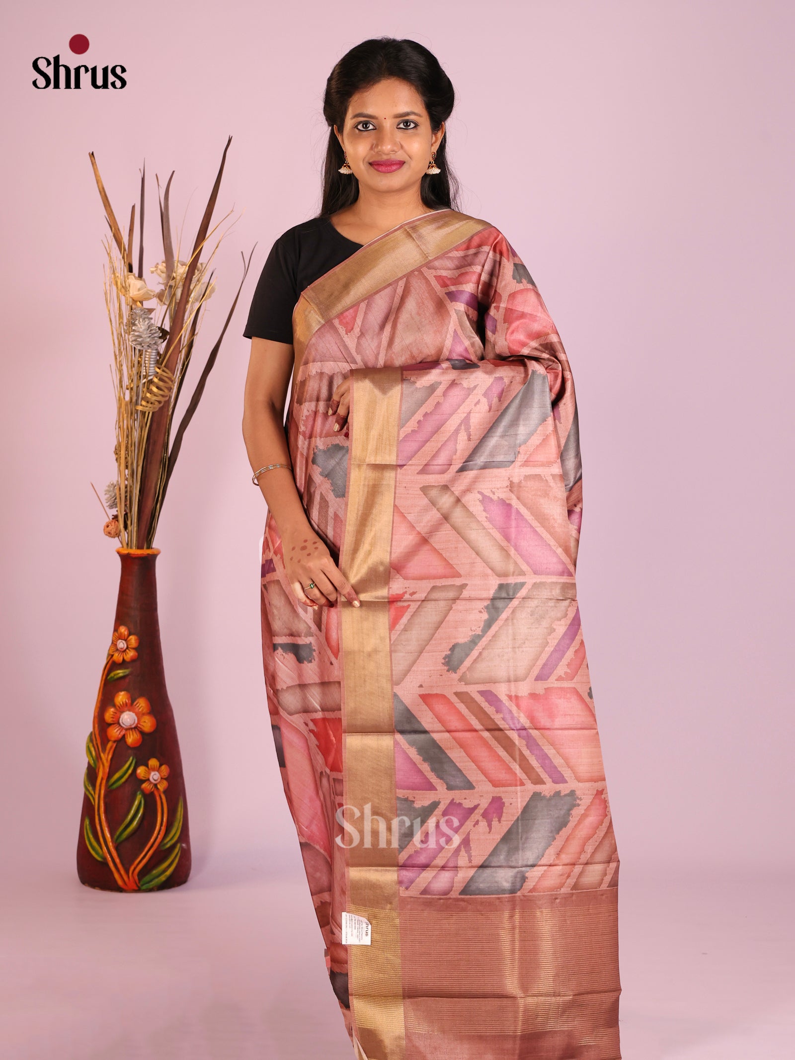 Dusty Brown - Butter silk Saree