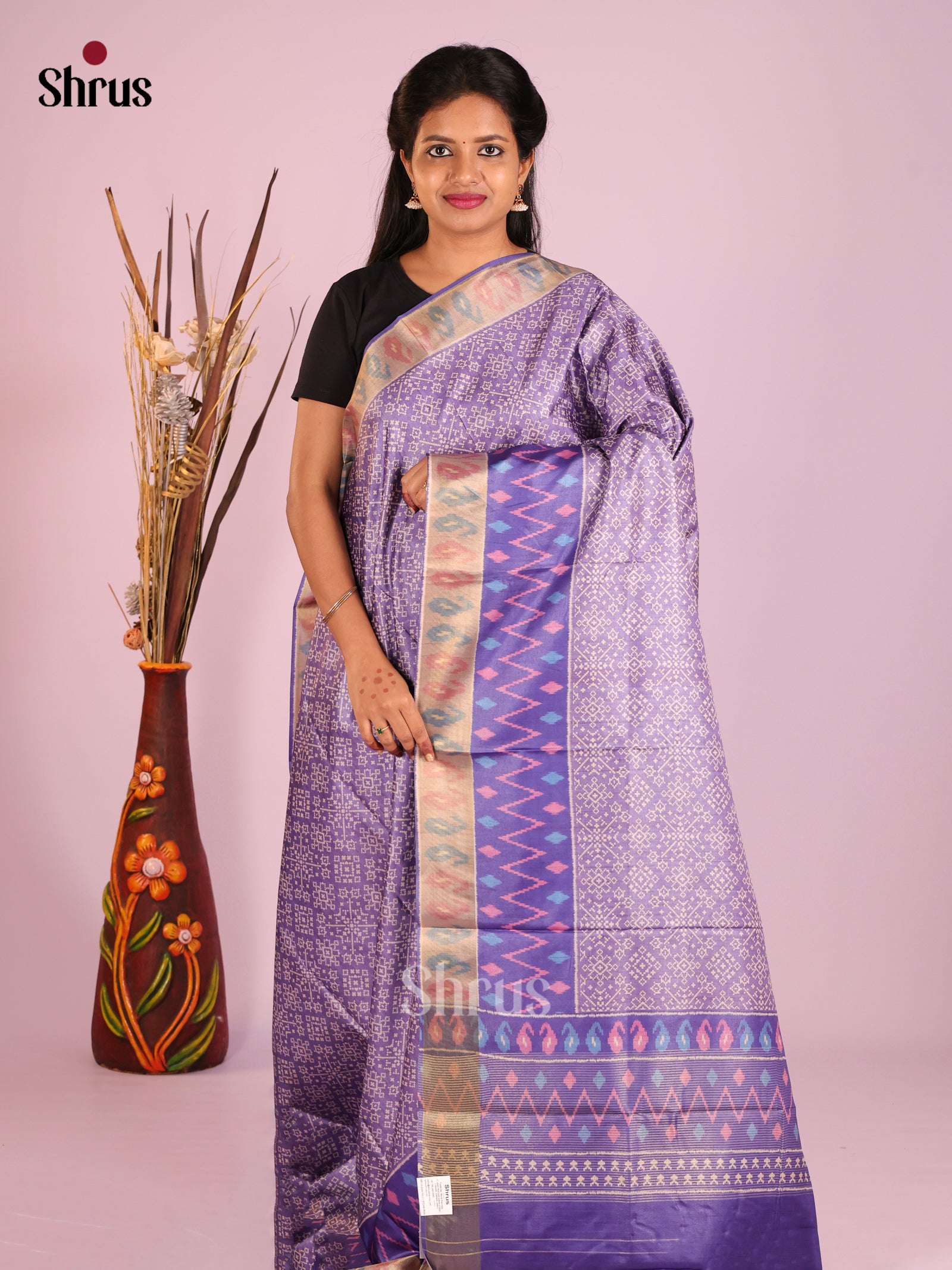 Lavender & Purple - Butter silk Saree
