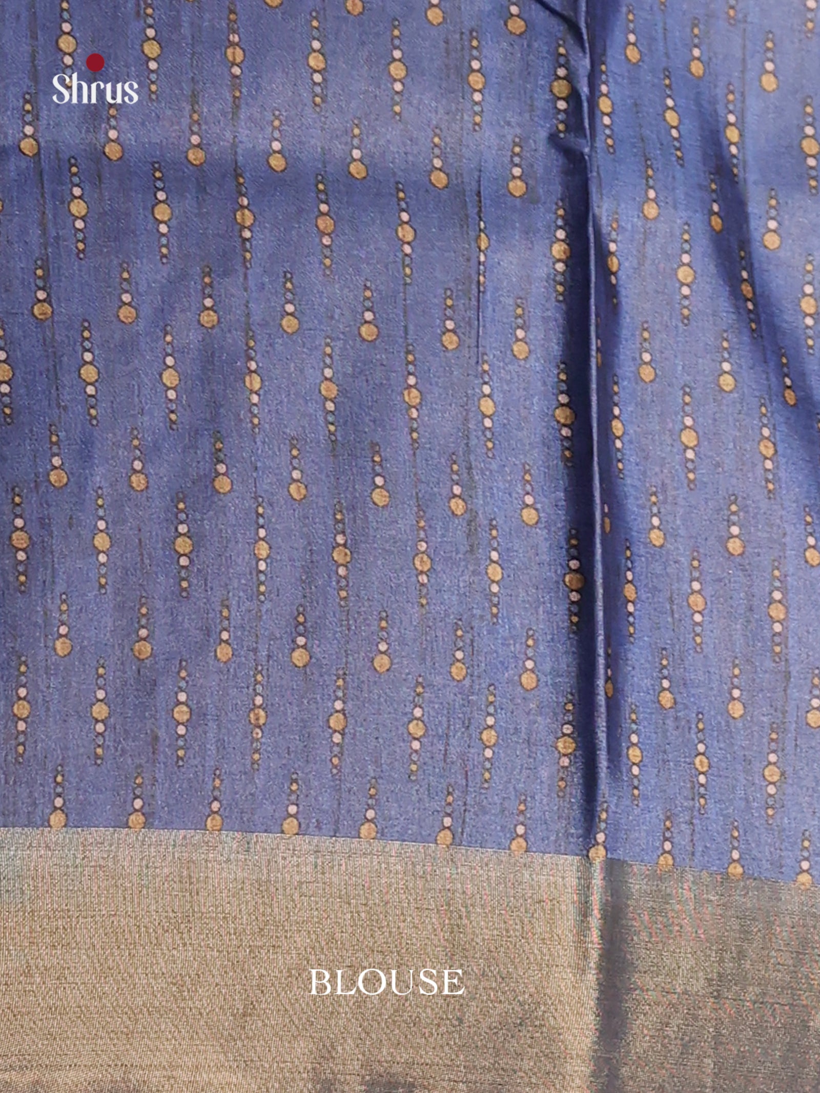 Blue & Beige - Butter silk Saree