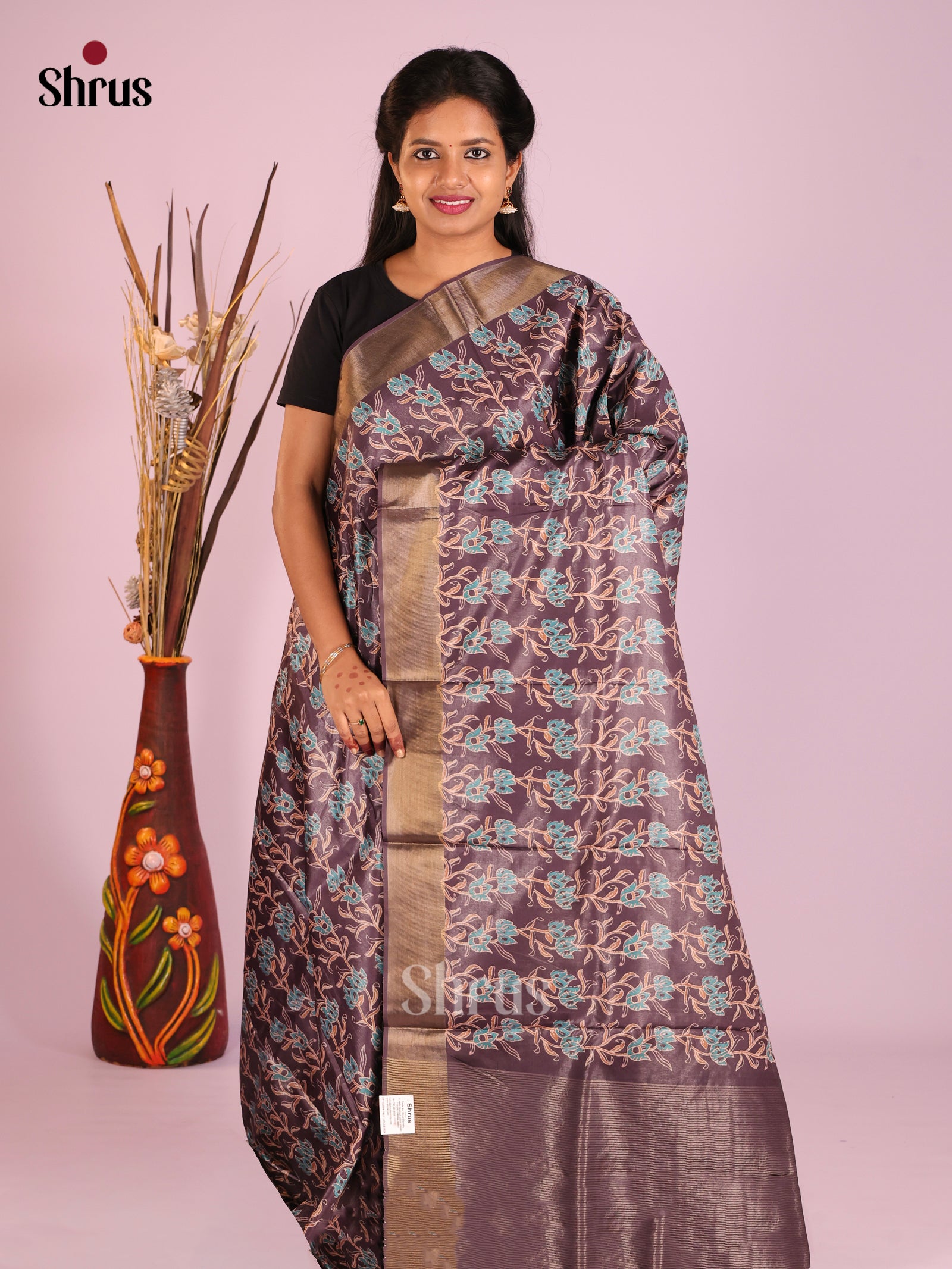 Brown - Butter silk Saree