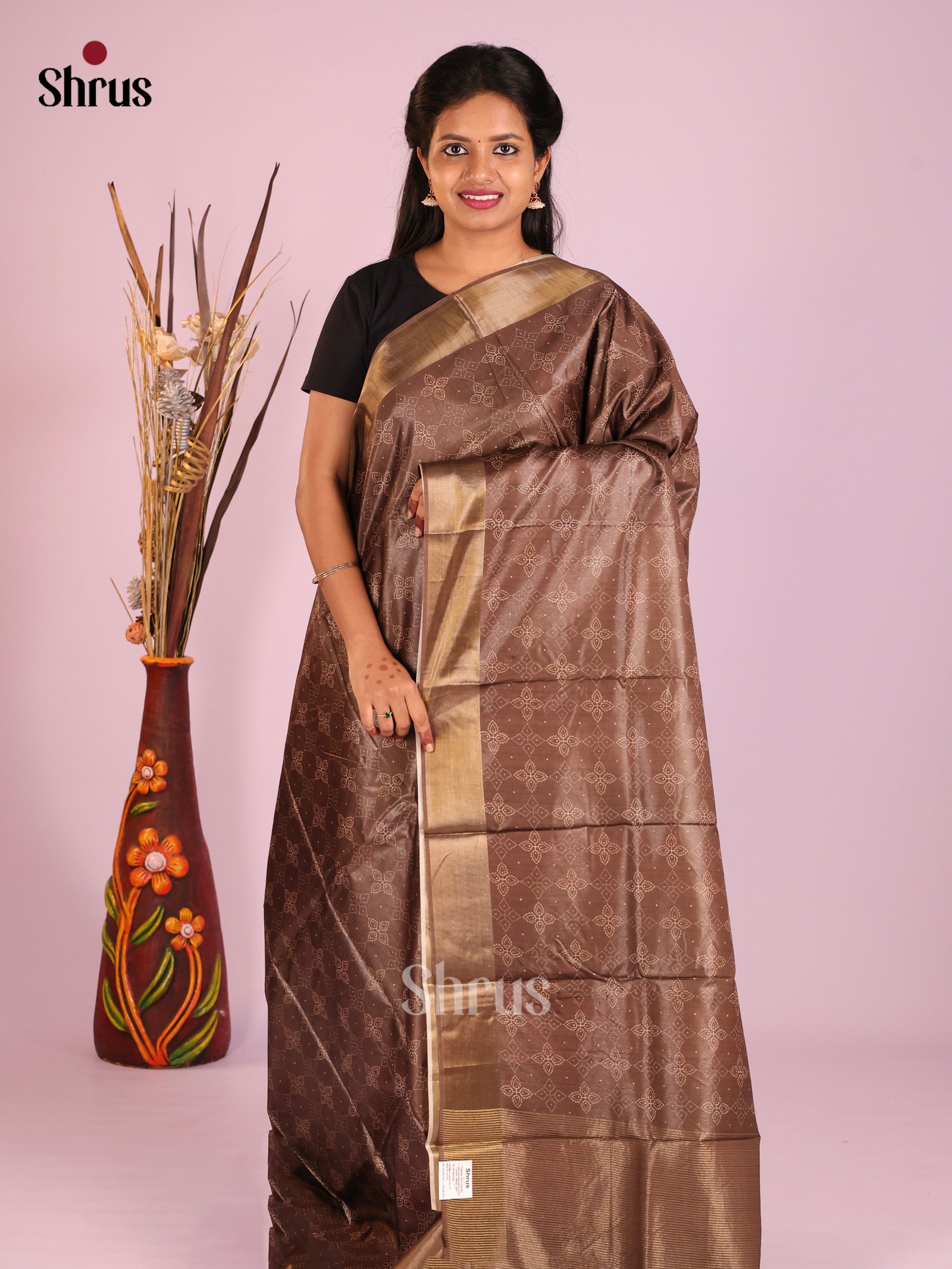 Brown - Butter silk Saree