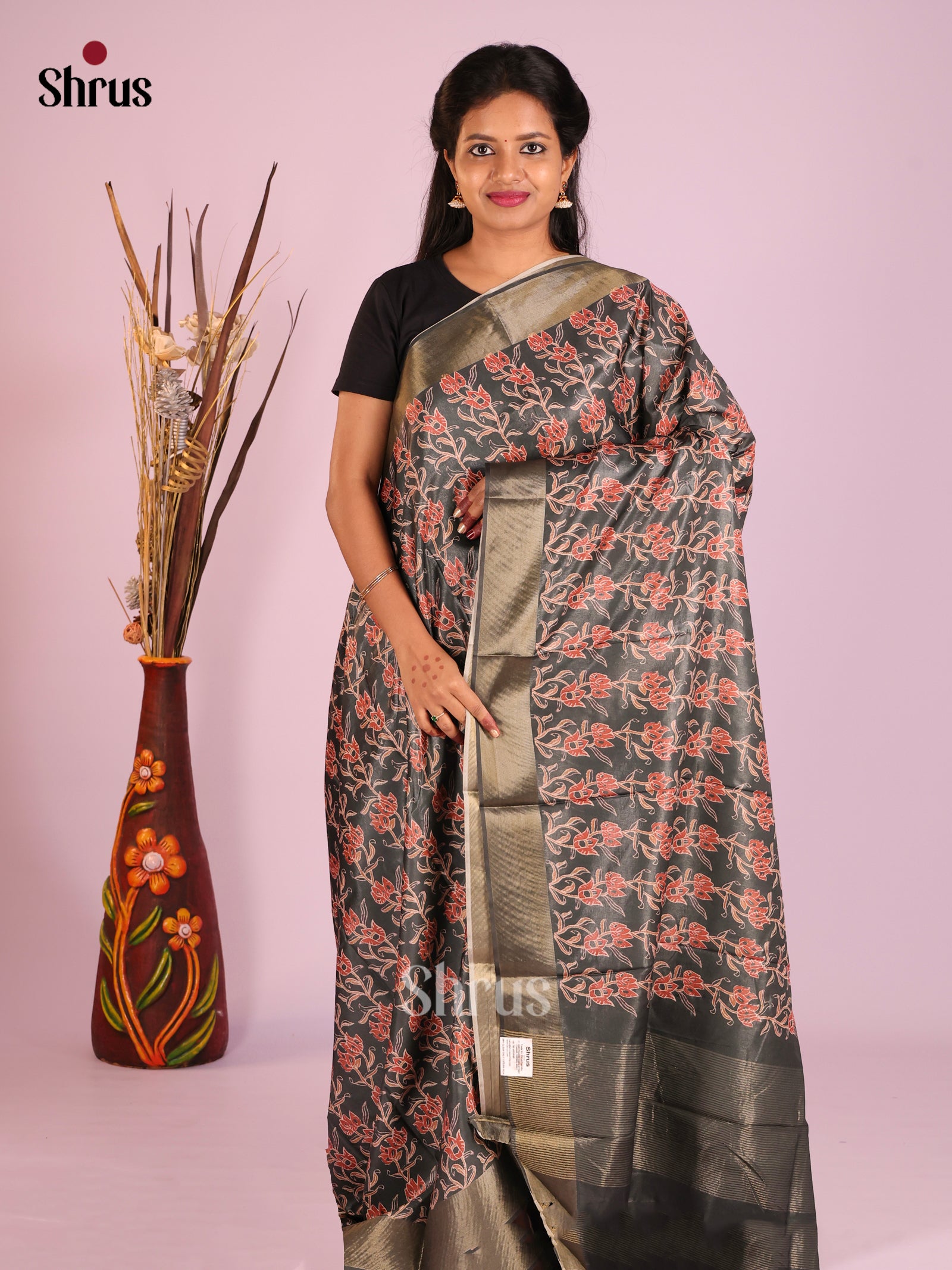Grey - Butter silk Saree