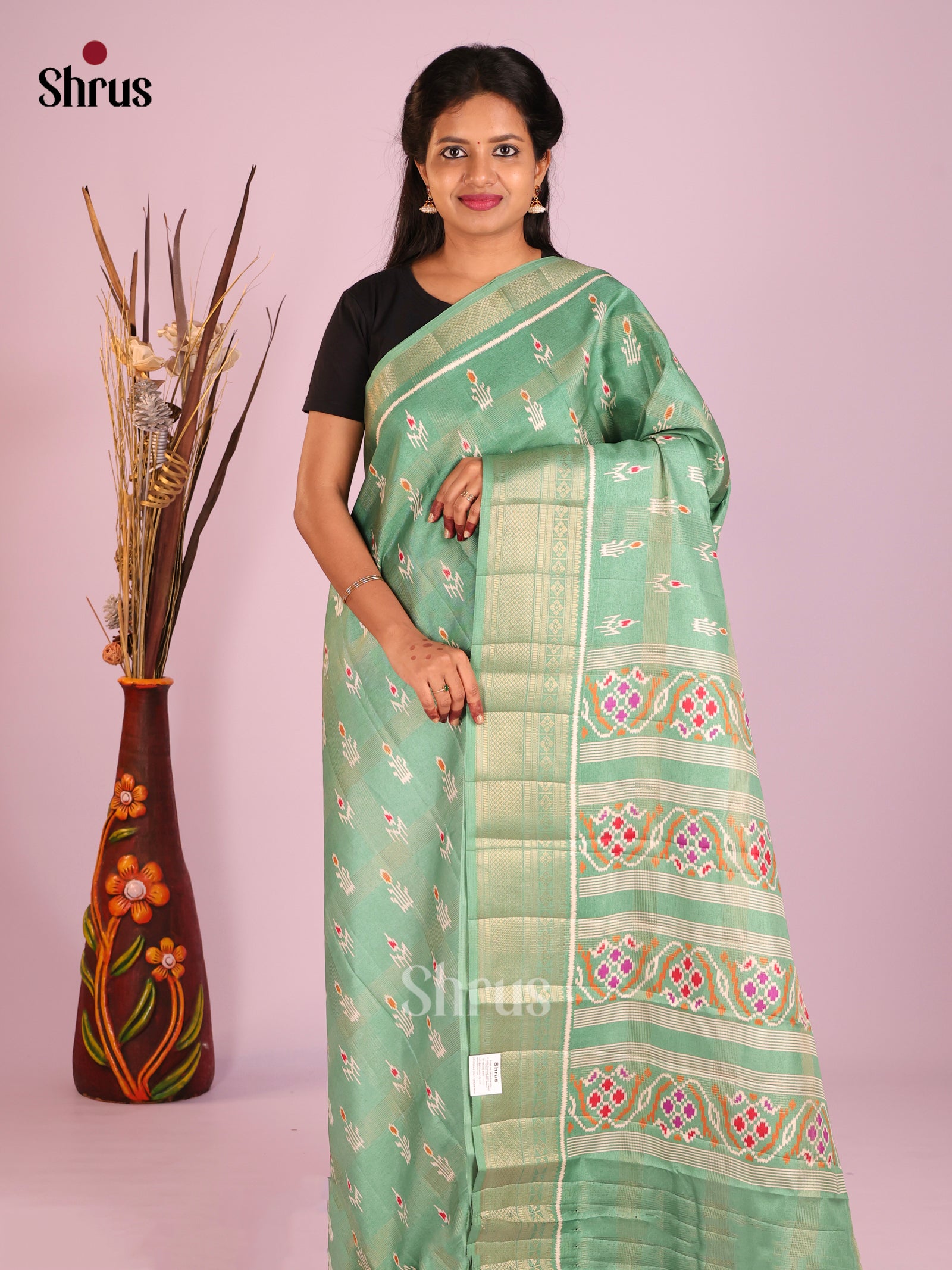 Green - Semi Crepe Saree