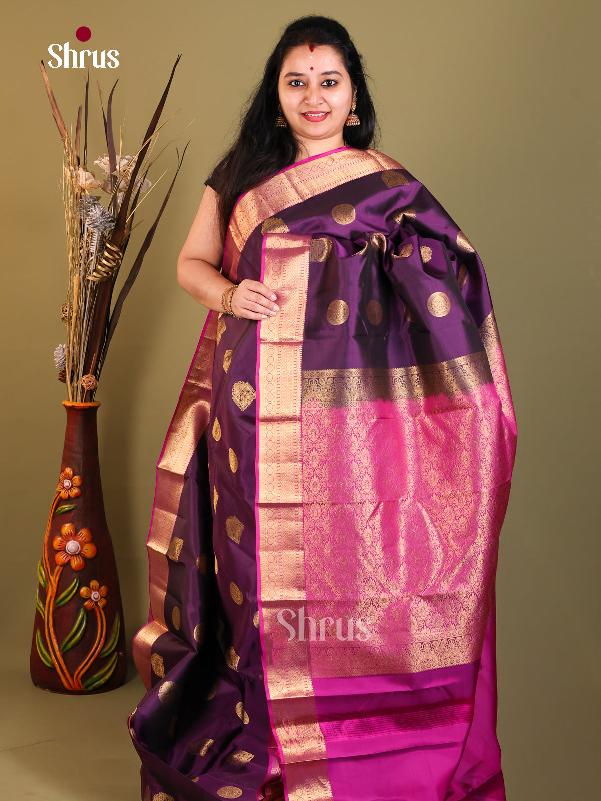 DIS05003 - Kanchipuram-halfpure Saree - Shop on Shrus.com