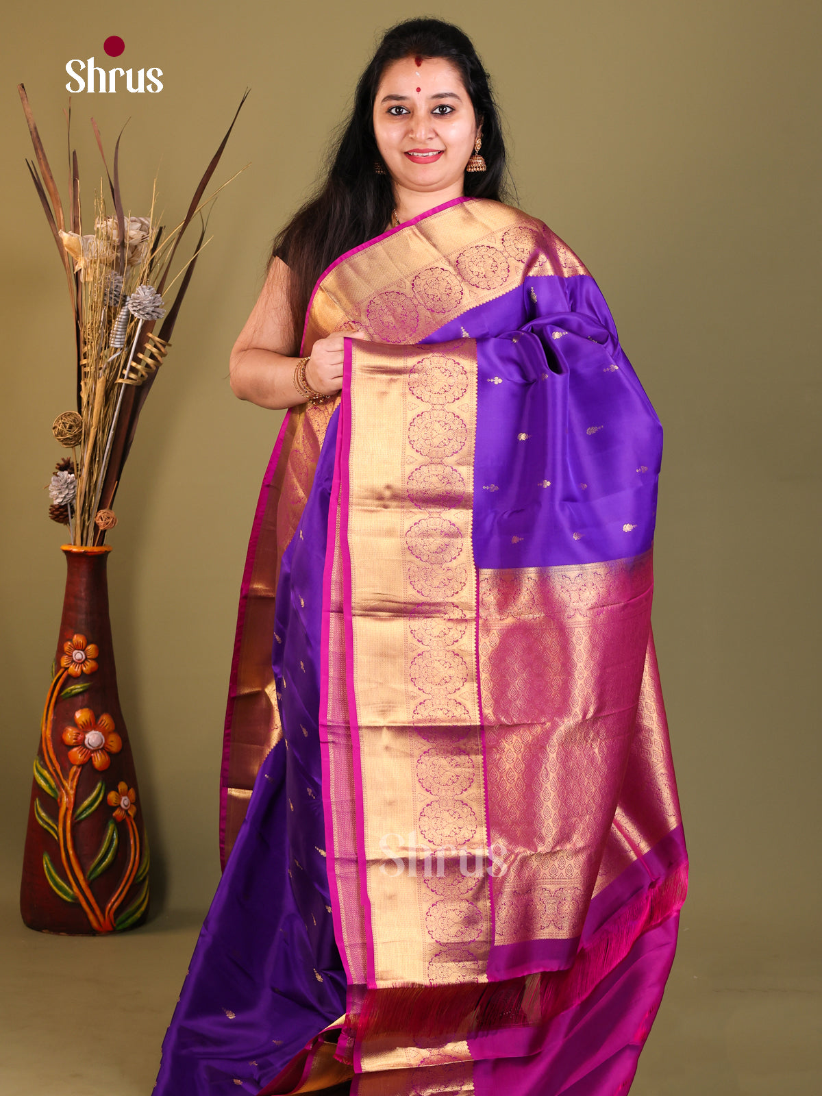 Blue & Purple- Kanchipuram-halfpure Saree