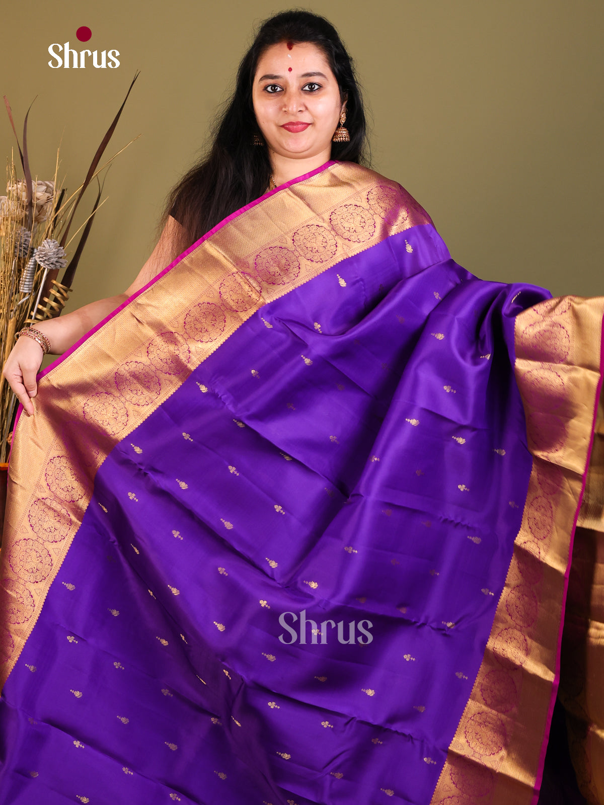 Blue & Purple- Kanchipuram-halfpure Saree