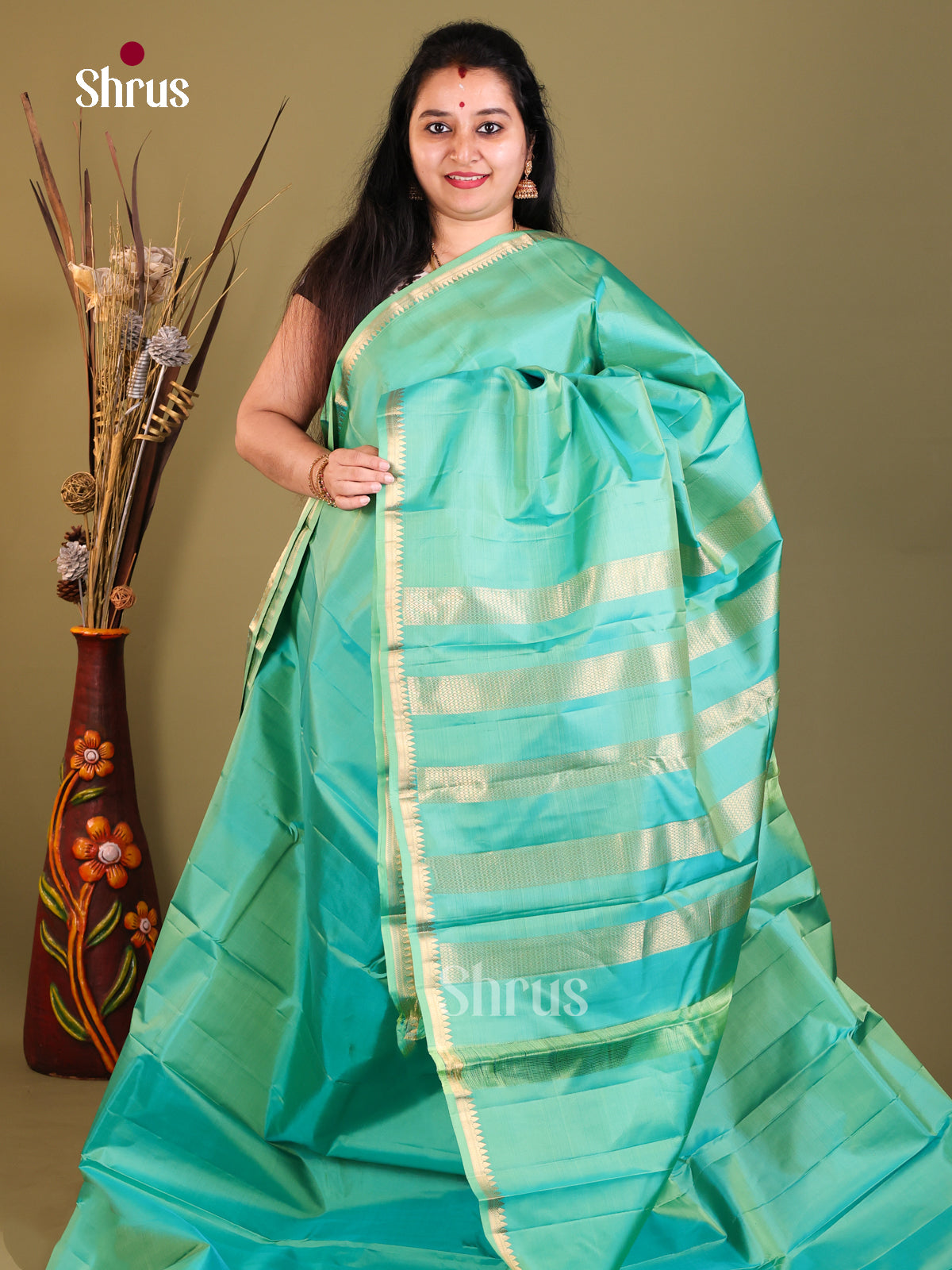 Sky Blue Kanchipuram silk Saree